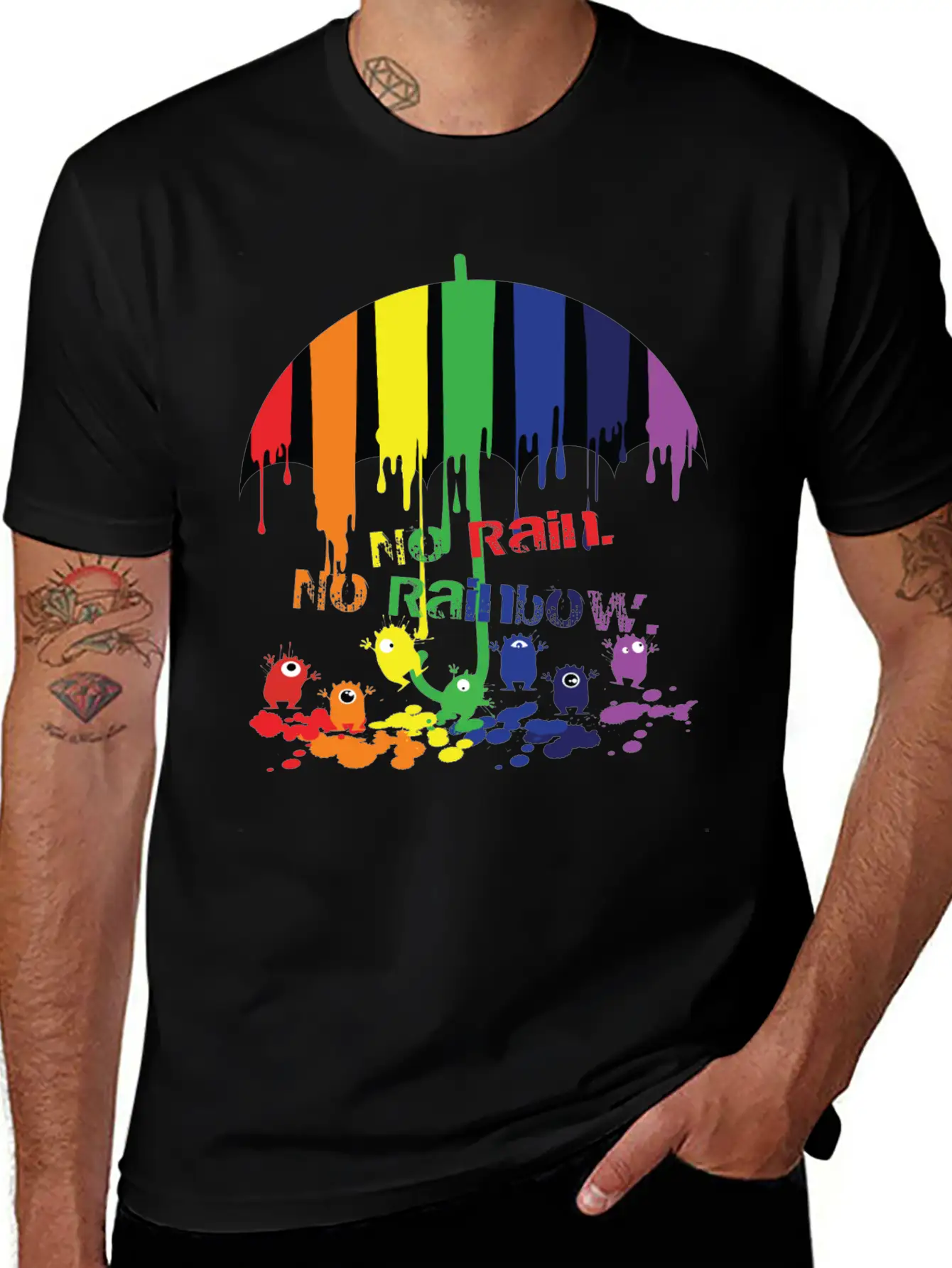 Rainbow Monsters Essential Cotton Tee For Daily Outfits – Unisex Style