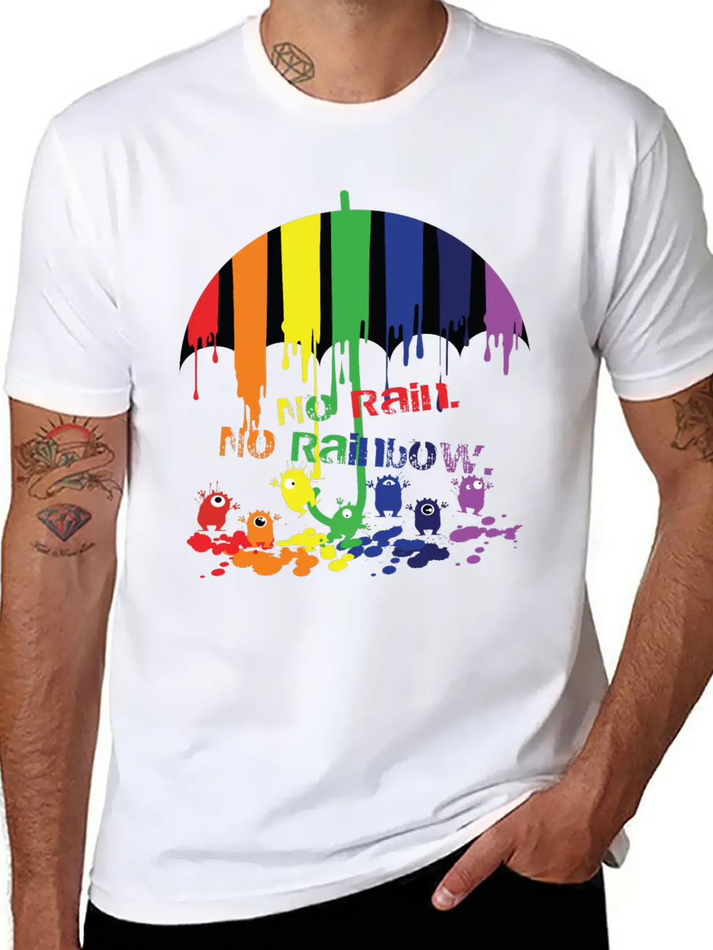 Rainbow Monsters Essential Cotton Tee For Daily Outfits – Unisex Style