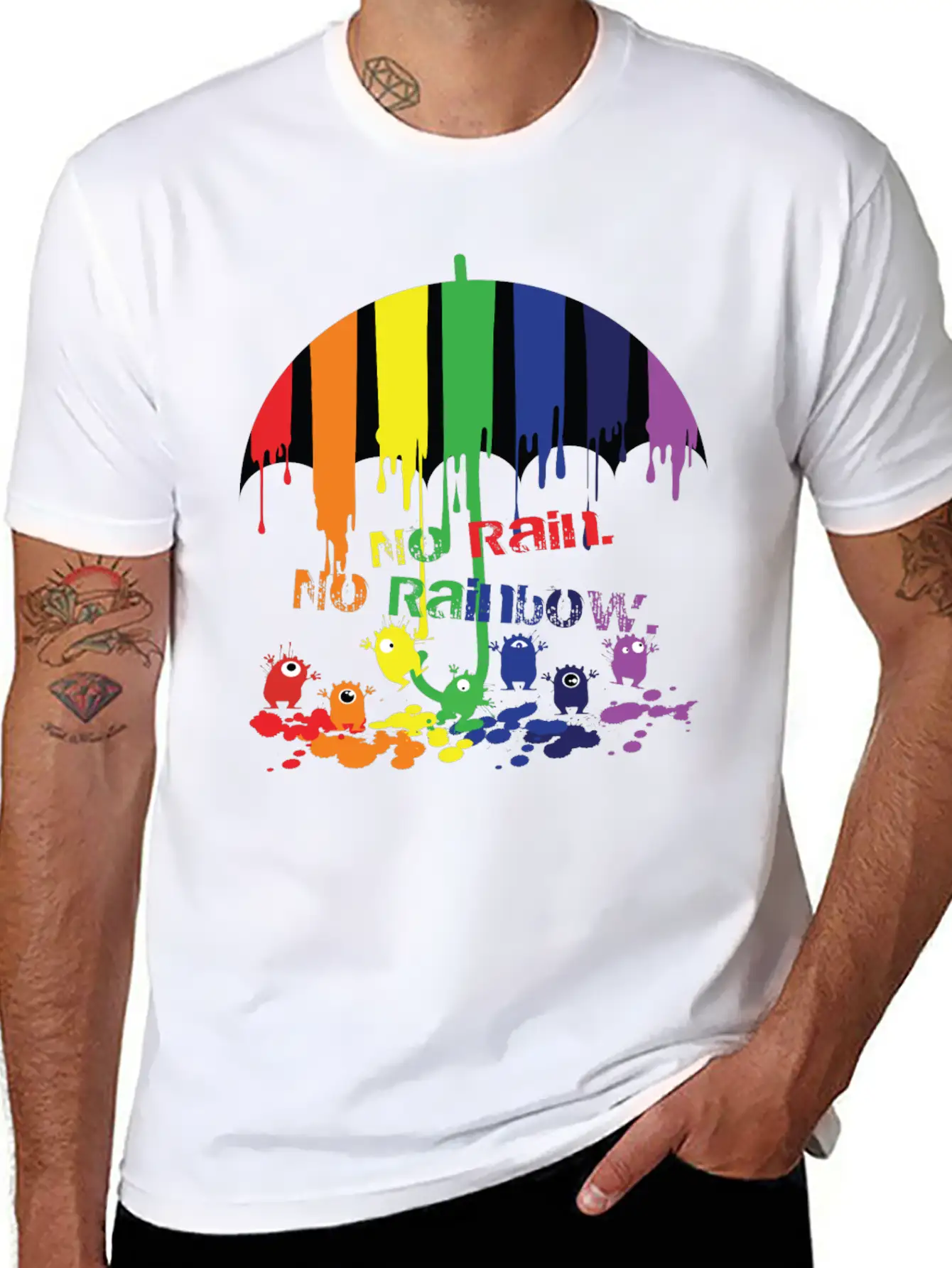 Rainbow Monsters Essential Cotton Tee For Daily Outfits – Unisex Style