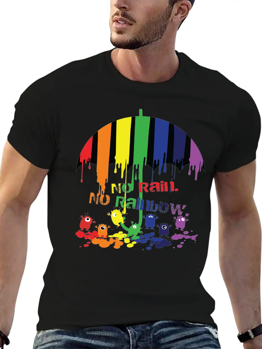 Rainbow Monsters Essential Cotton Tee For Daily Outfits – Unisex Style