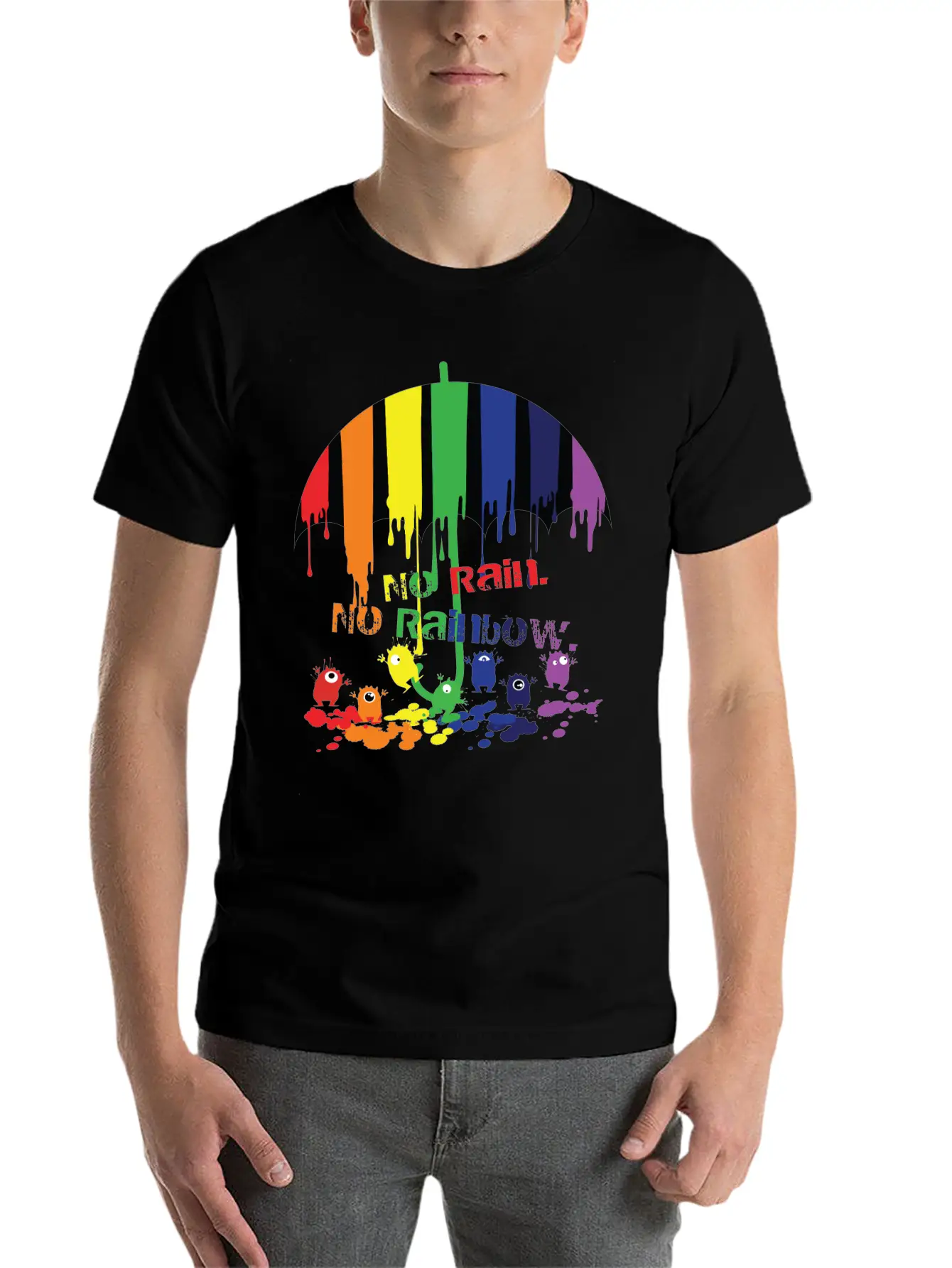 Rainbow Monsters Essential Cotton Tee For Daily Outfits – Unisex Style
