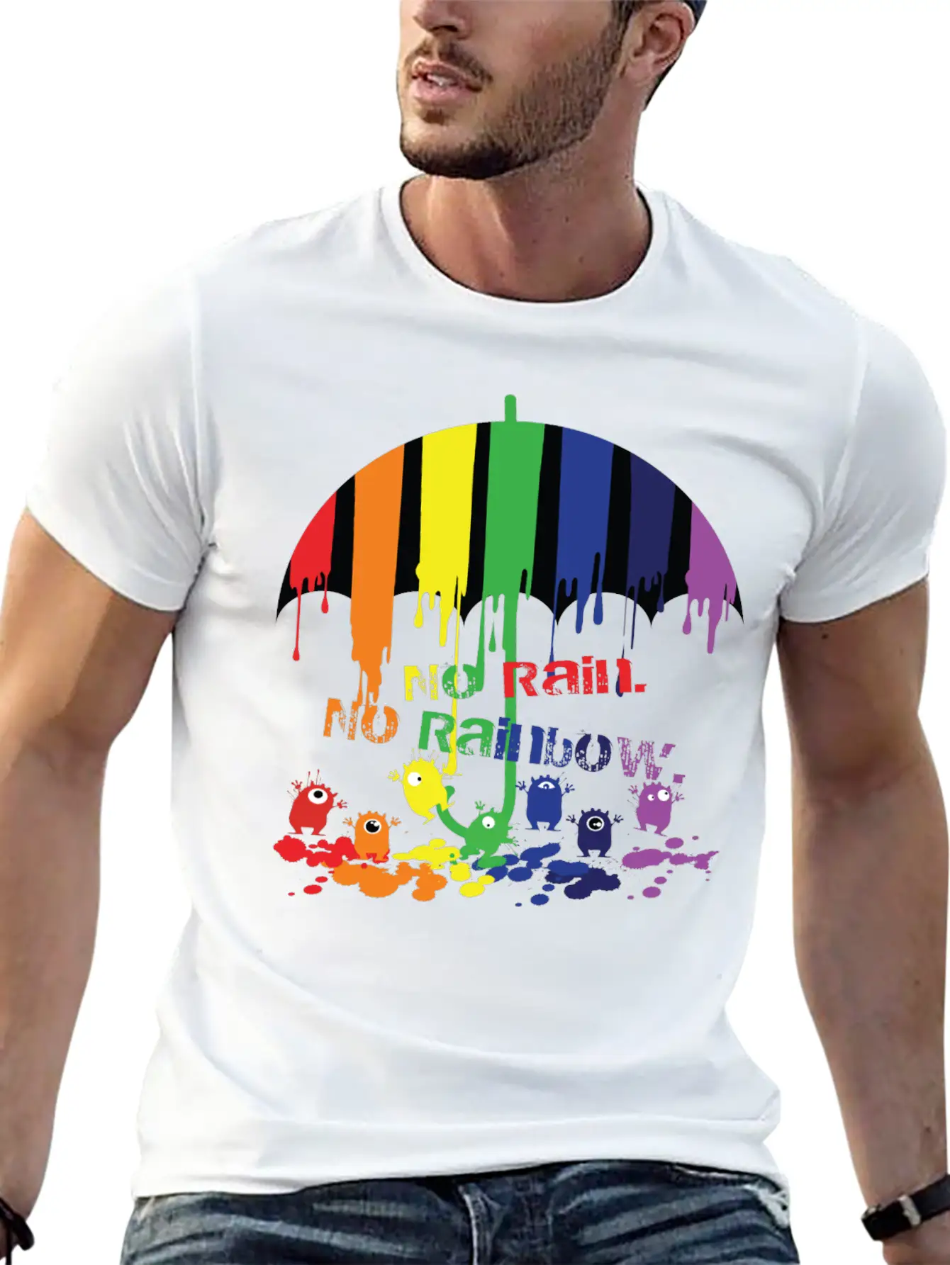Rainbow Monsters Essential Cotton Tee For Daily Outfits – Unisex Style