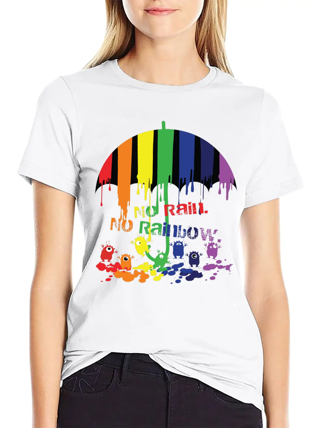 Rainbow Monsters Essential Cotton Tee For Daily Outfits – Unisex Style