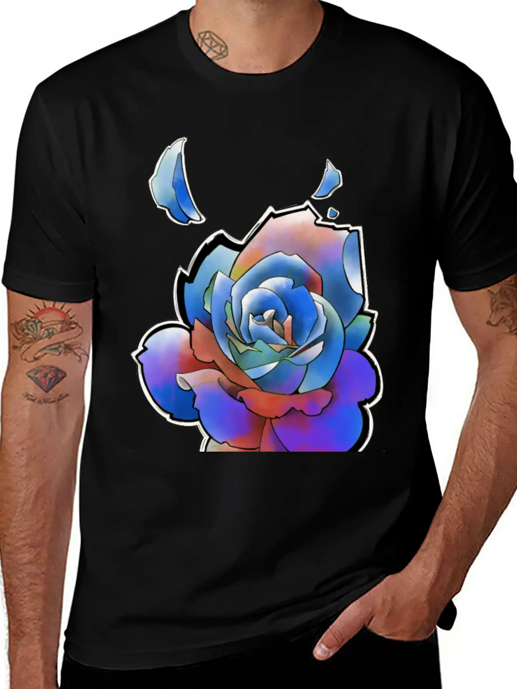 Rainbow Rose Unisex Casual T-Shirt – Clean Design For Daily Comfort