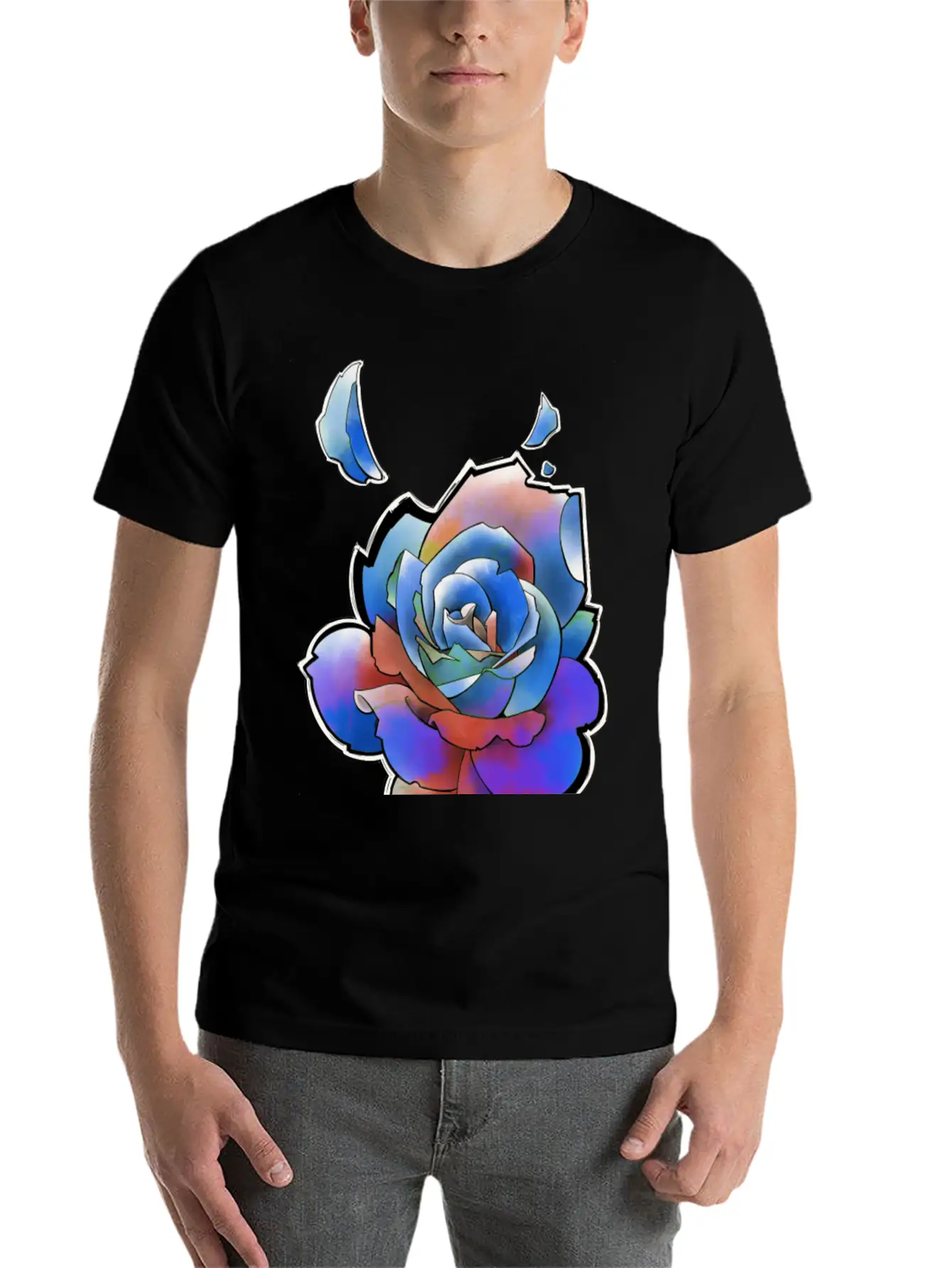 Rainbow Rose Unisex Casual T-Shirt – Clean Design For Daily Comfort