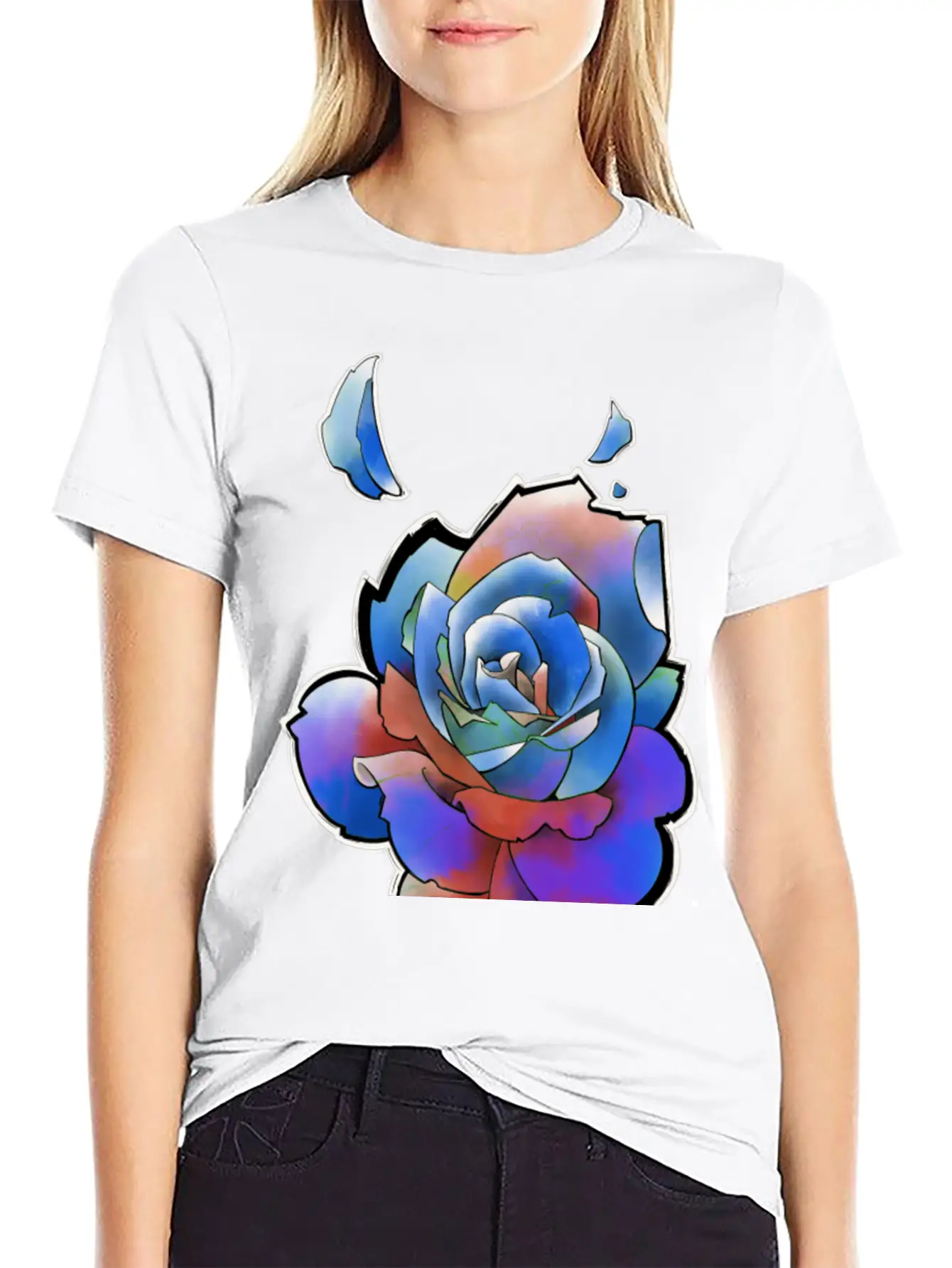 Rainbow Rose Unisex Casual T-Shirt – Clean Design For Daily Comfort