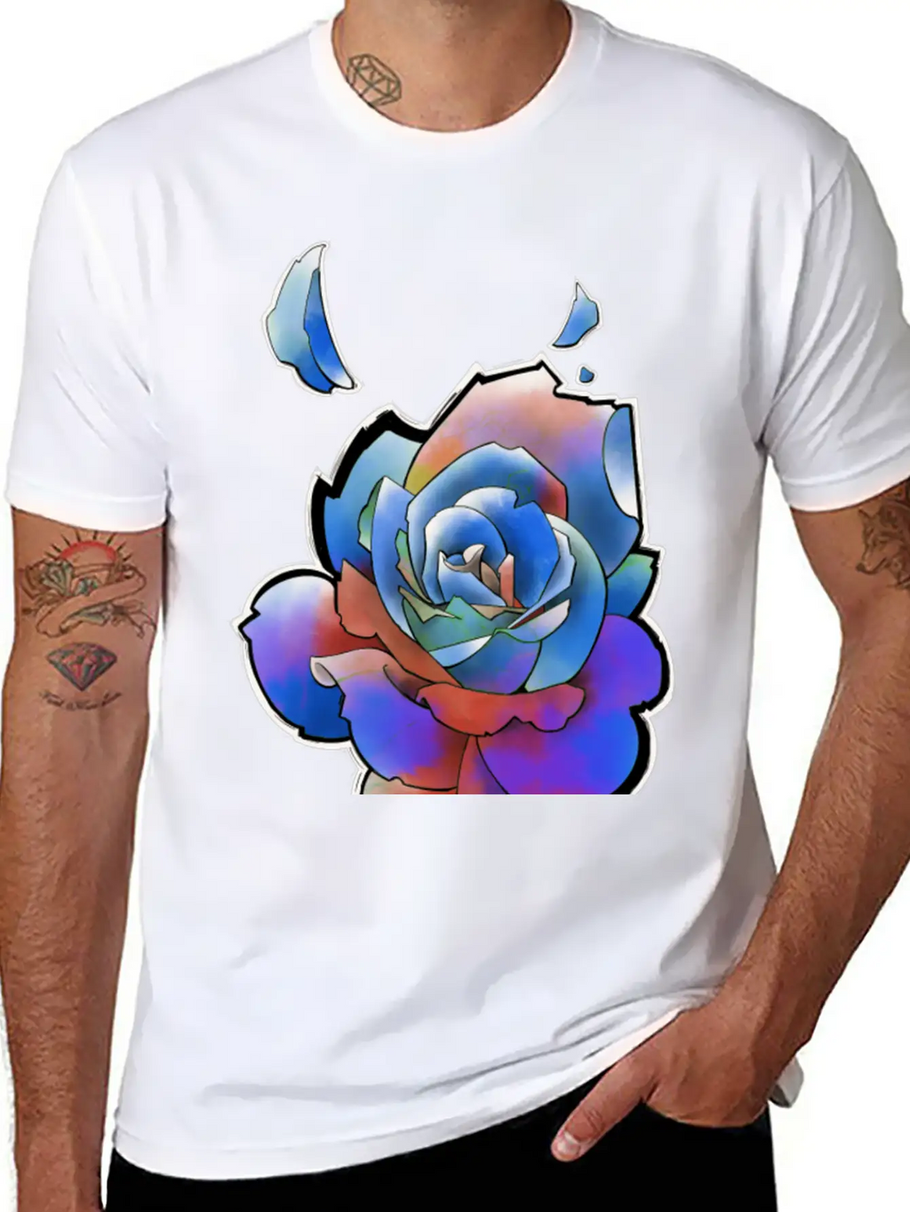 Rainbow Rose Unisex Casual T-Shirt – Clean Design For Daily Comfort