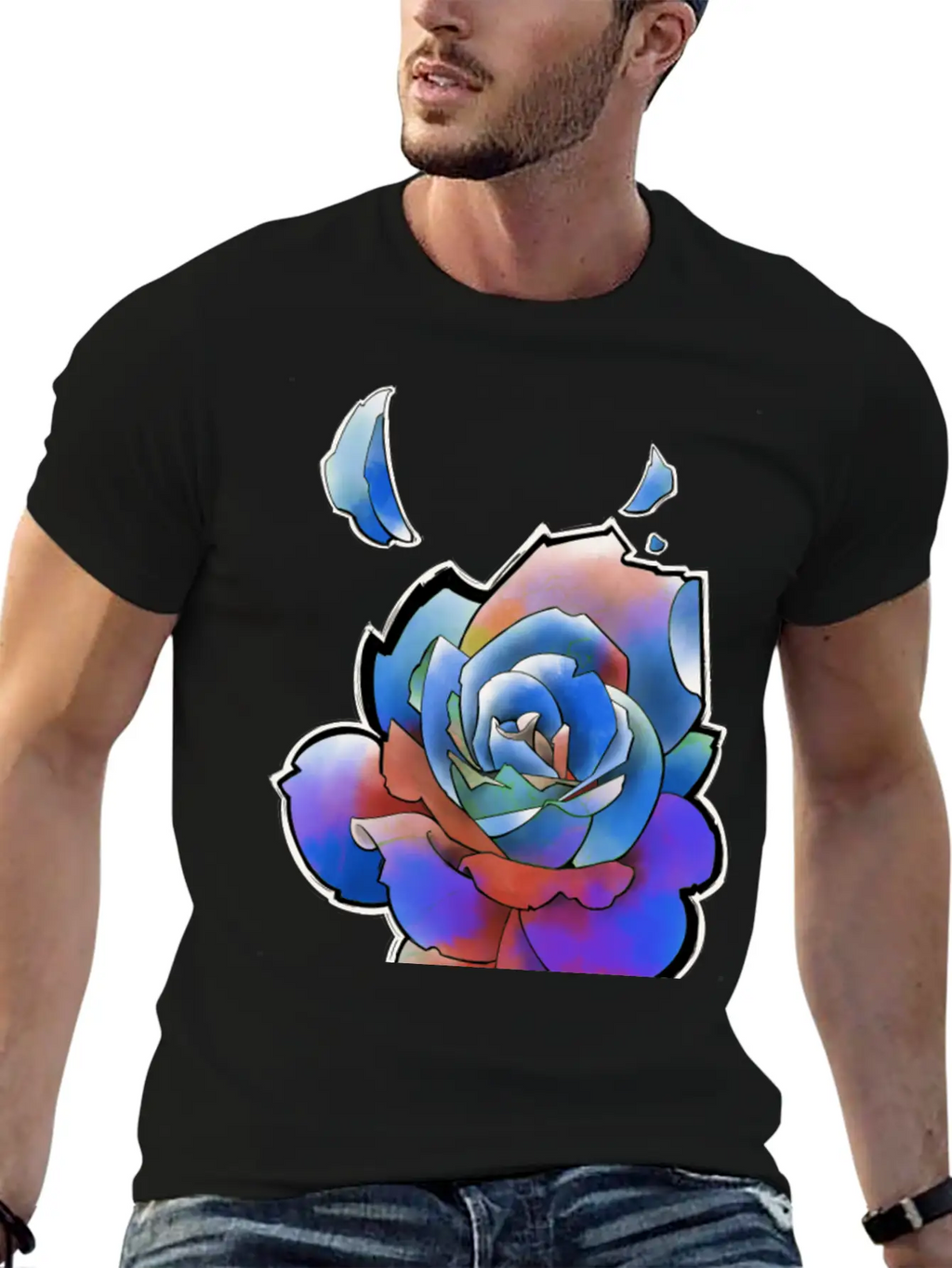 Rainbow Rose Unisex Casual T-Shirt – Clean Design For Daily Comfort