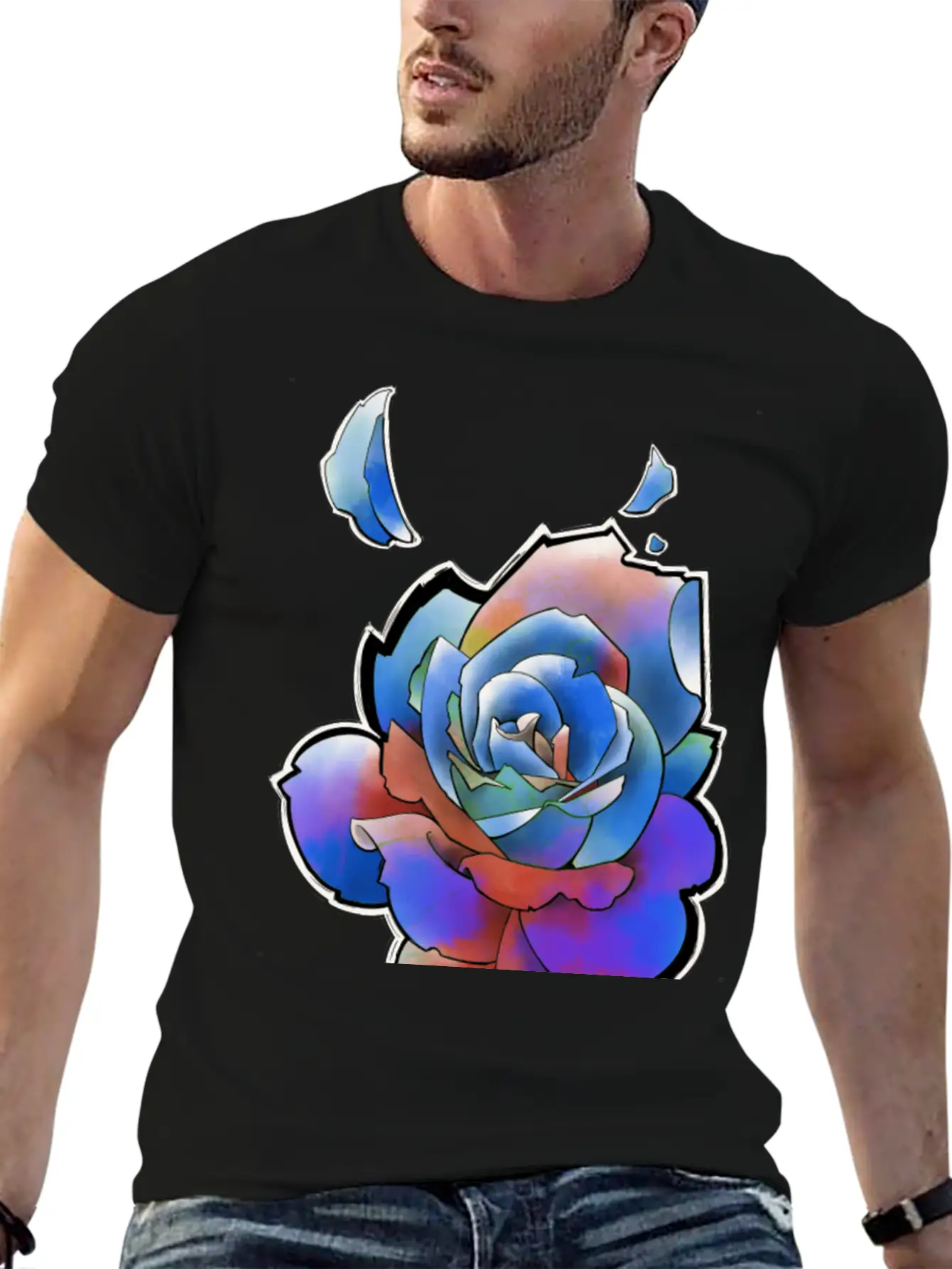 Rainbow Rose Unisex Casual T-Shirt – Clean Design For Daily Comfort