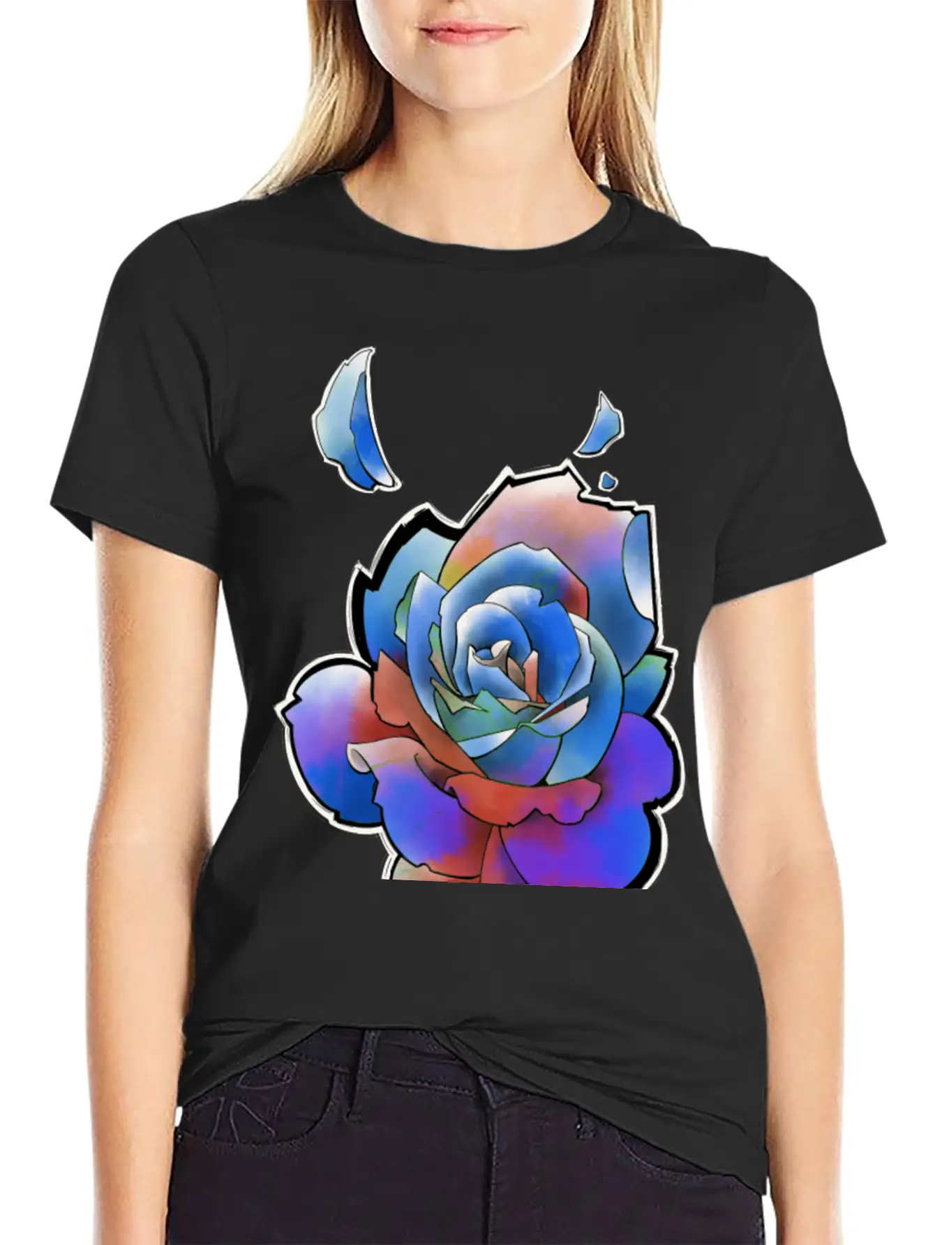 Rainbow Rose Unisex Casual T-Shirt – Clean Design For Daily Comfort