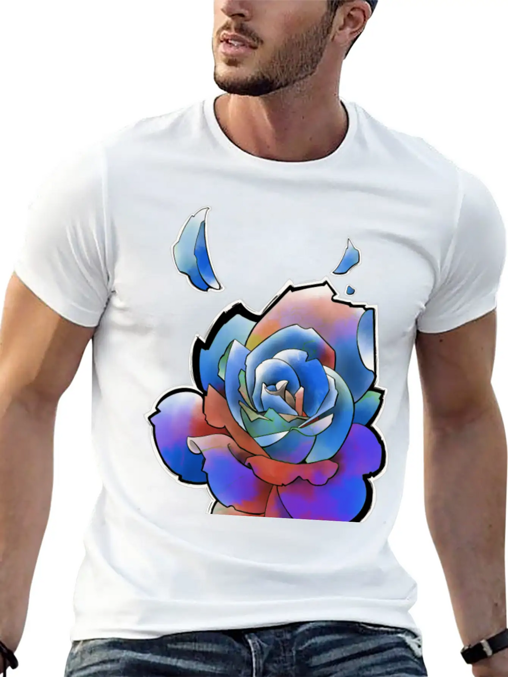 Rainbow Rose Unisex Casual T-Shirt – Clean Design For Daily Comfort