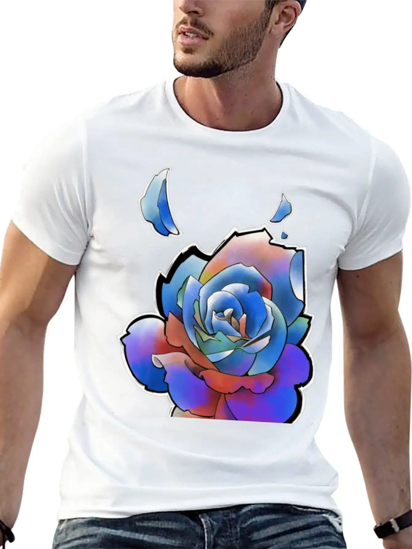 Rainbow Rose Unisex Casual T-Shirt – Clean Design For Daily Comfort