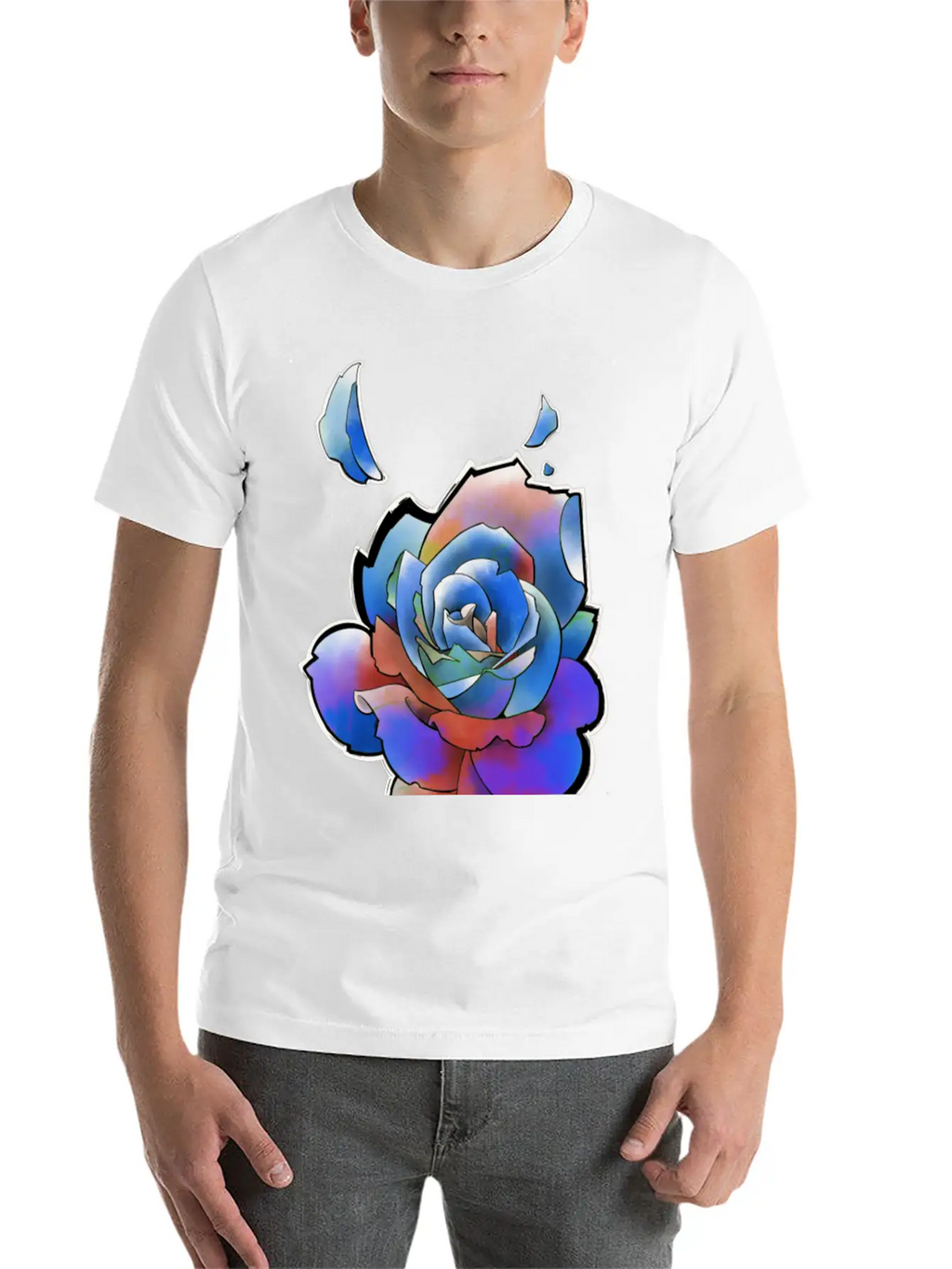 Rainbow Rose Unisex Casual T-Shirt – Clean Design For Daily Comfort