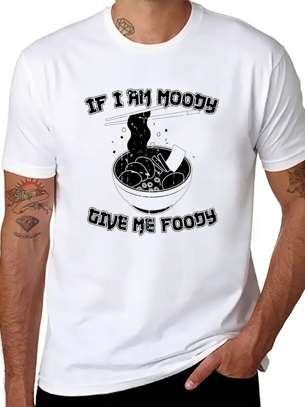 Ramen Funny If Im Moody Give Me Foody Breathable Graphic T-Shirt – Perfect For Casual Days