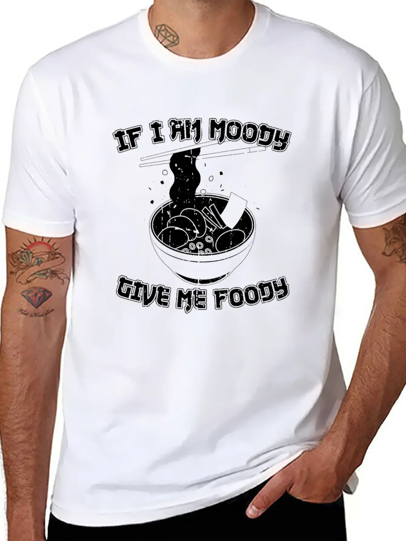Ramen Funny If Im Moody Give Me Foody Breathable Graphic T-Shirt – Perfect For Casual Days