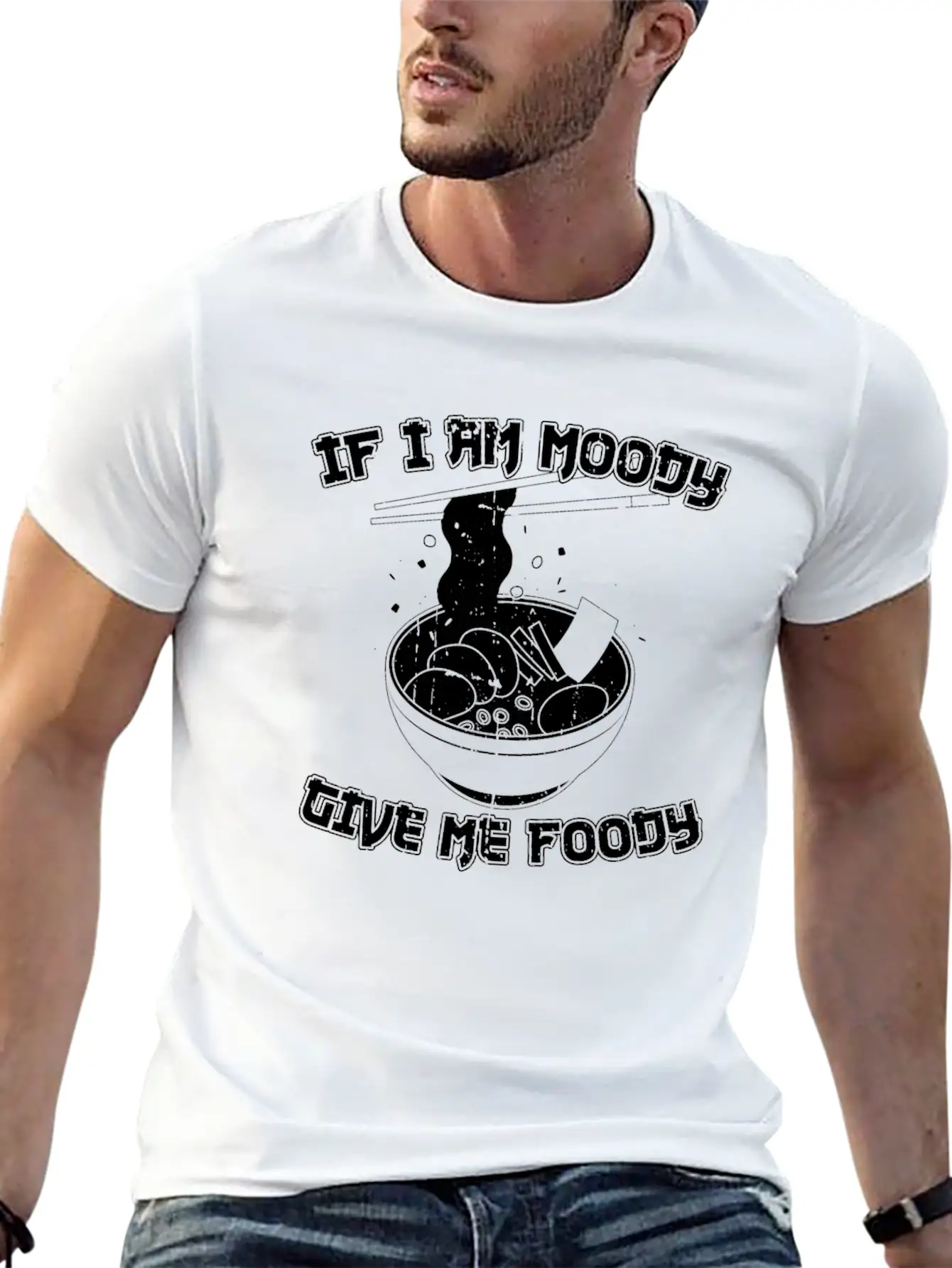 Ramen Funny If Im Moody Give Me Foody Breathable Graphic T-Shirt – Perfect For Casual Days