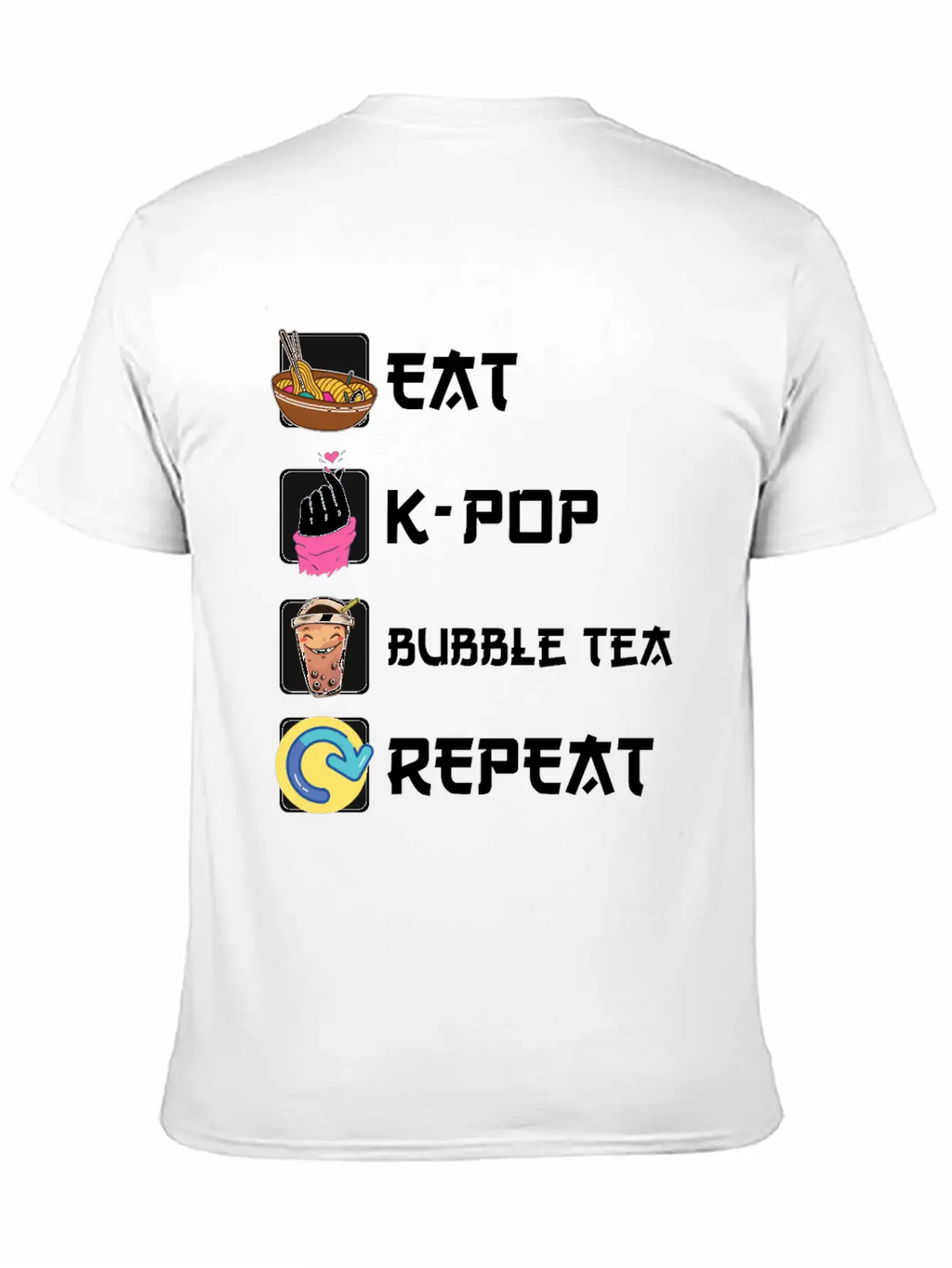 Ramen K-POP Bubble Tea Repeat Korean Music Basic Graphic T-Shirt – Daily Comfort In Soft Cotton