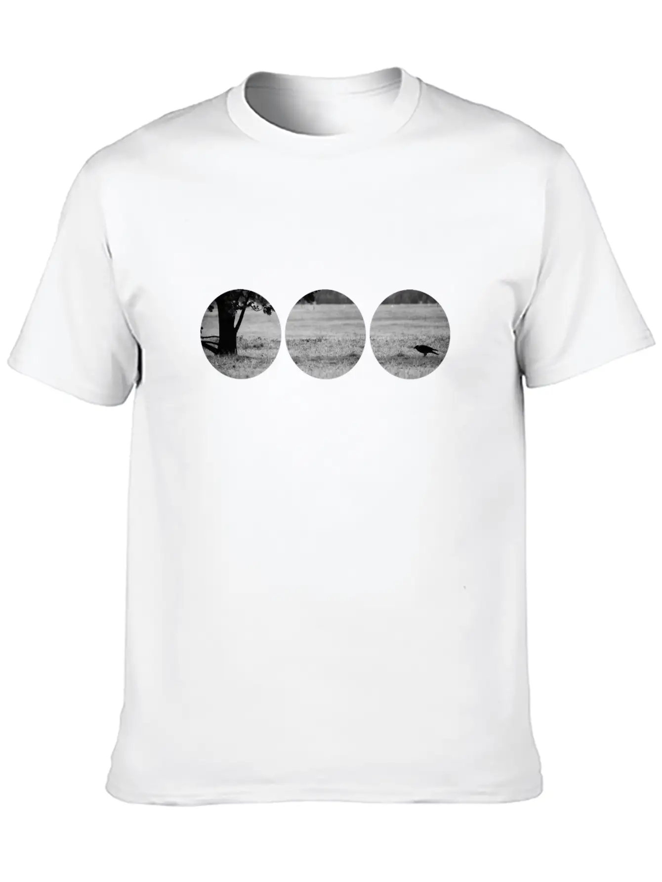 Raven On A Field In Circle Shapes Timeless Short Sleeve Tee – Comfy And Minimalist Design
