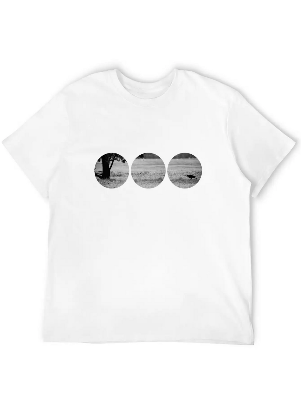 Raven On A Field In Circle Shapes Timeless Short Sleeve Tee – Comfy And Minimalist Design