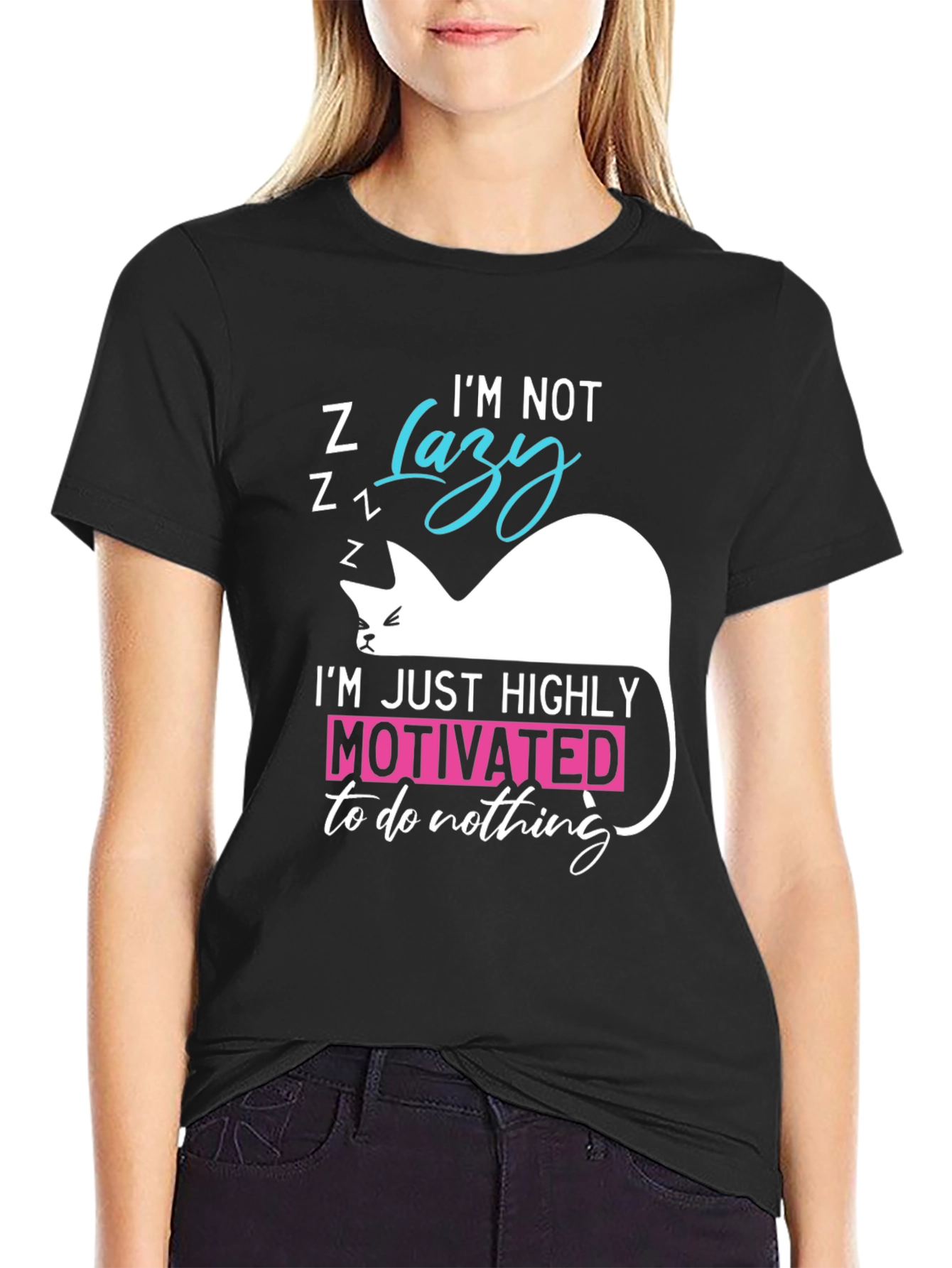 Funny Cat Lazy Motivation T-Shirt