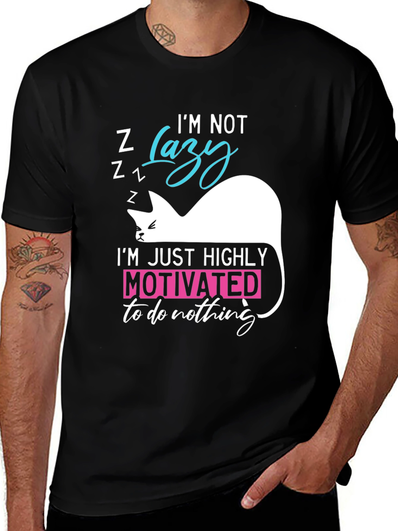 Funny Cat Lazy Motivation T-Shirt