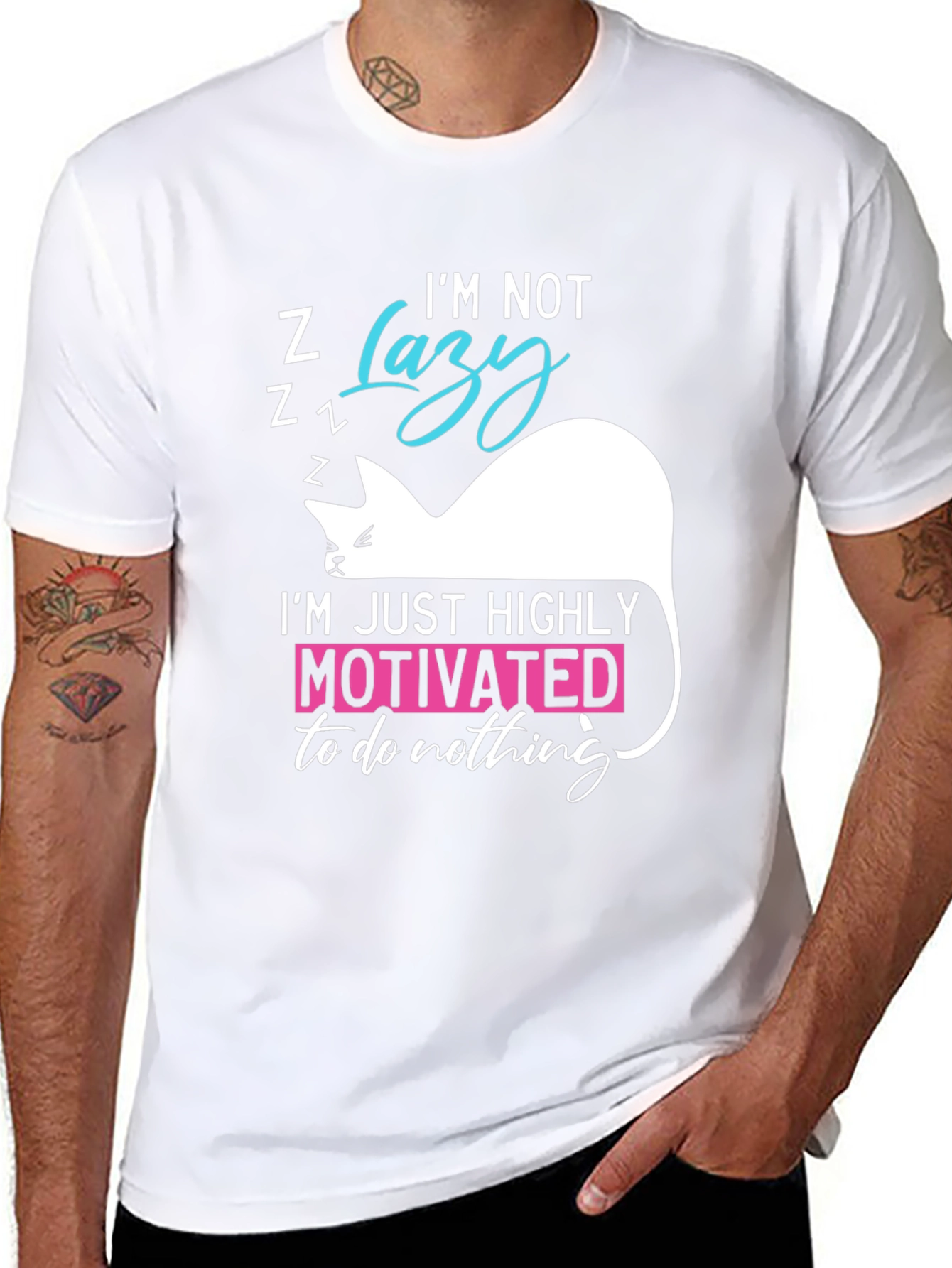 Funny Cat Lazy Motivation T-Shirt