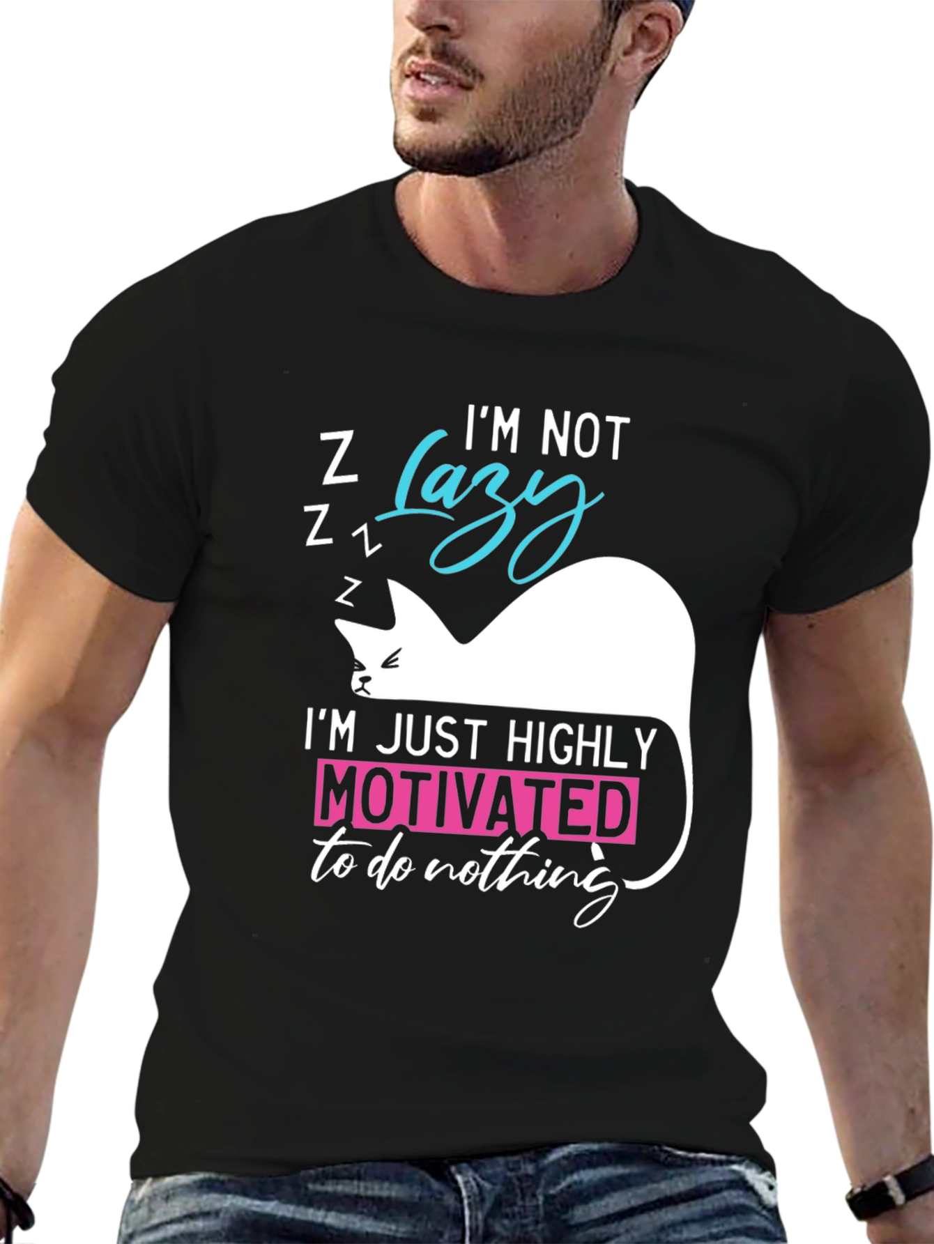 Funny Cat Lazy Motivation T-Shirt