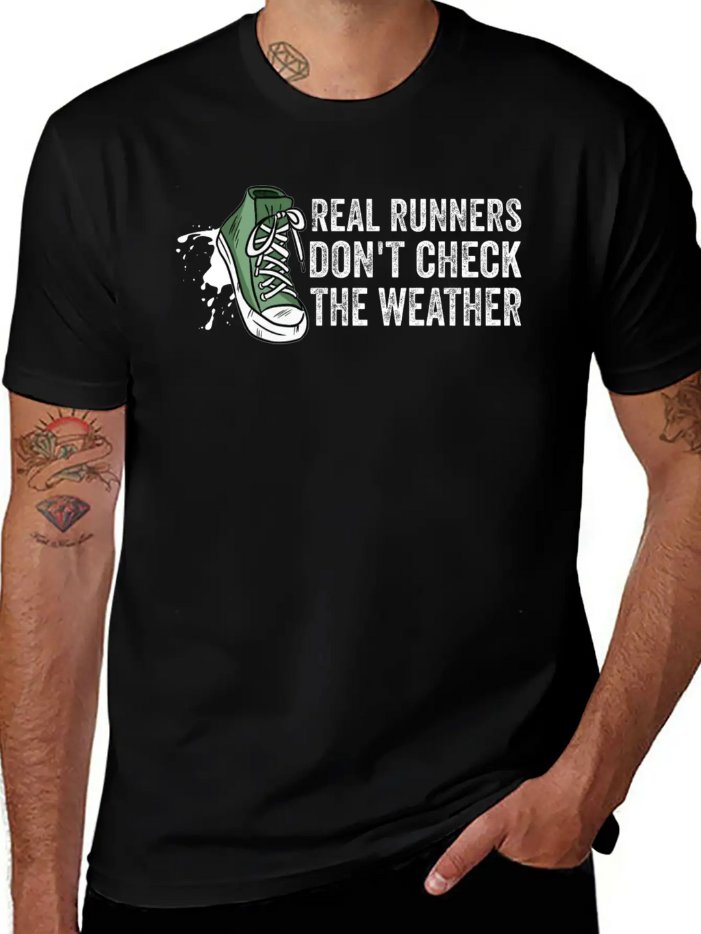 Real Runners Don't Check The Weather - Running Relaxed Everyday Tee – Lightweight And Durable Cotton