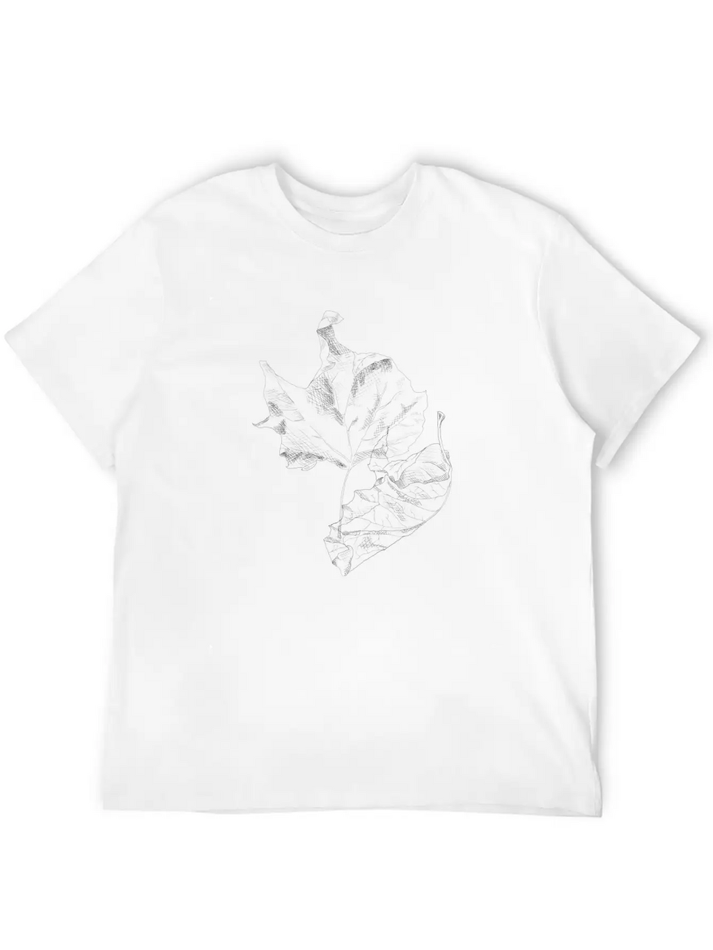 Realistic Line Art Leaves Stylish Everyday T-Shirt – Unisex Basic Cotton Tee