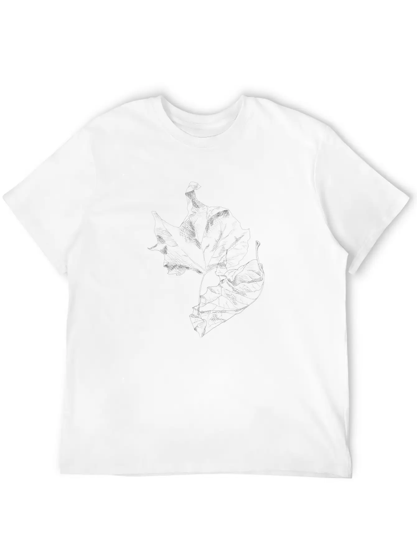 Realistic Line Art Leaves Stylish Everyday T-Shirt – Unisex Basic Cotton Tee