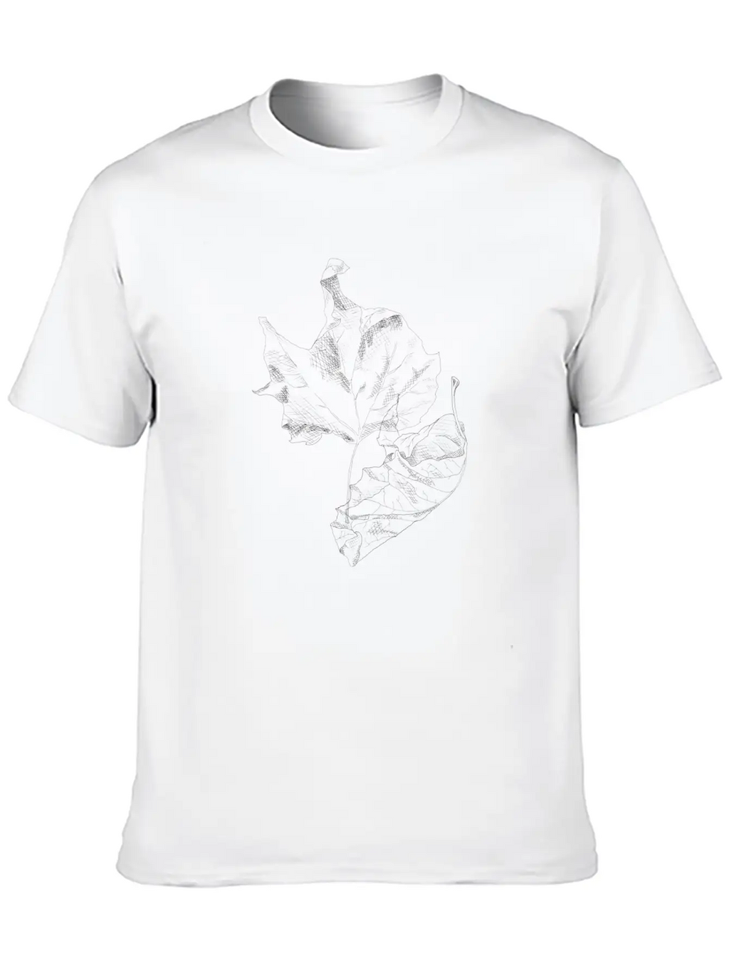 Realistic Line Art Leaves Stylish Everyday T-Shirt – Unisex Basic Cotton Tee