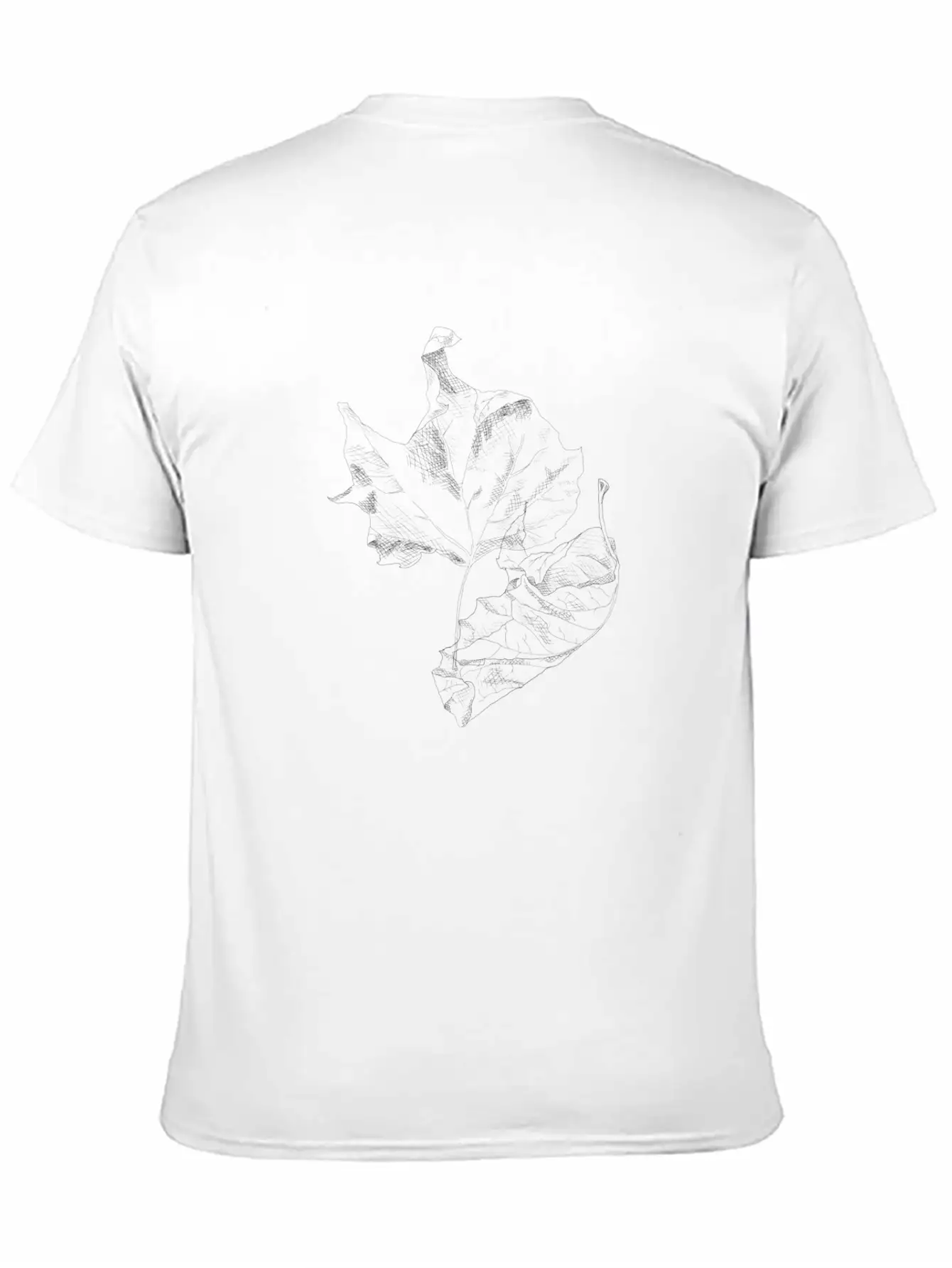 Realistic Line Art Leaves Stylish Everyday T-Shirt – Unisex Basic Cotton Tee