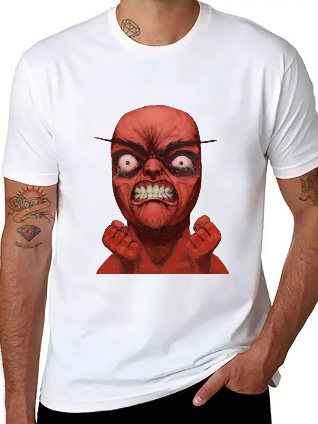 Realistic Rage Meme Face Stylish Everyday T-Shirt – Unisex Basic Cotton Tee