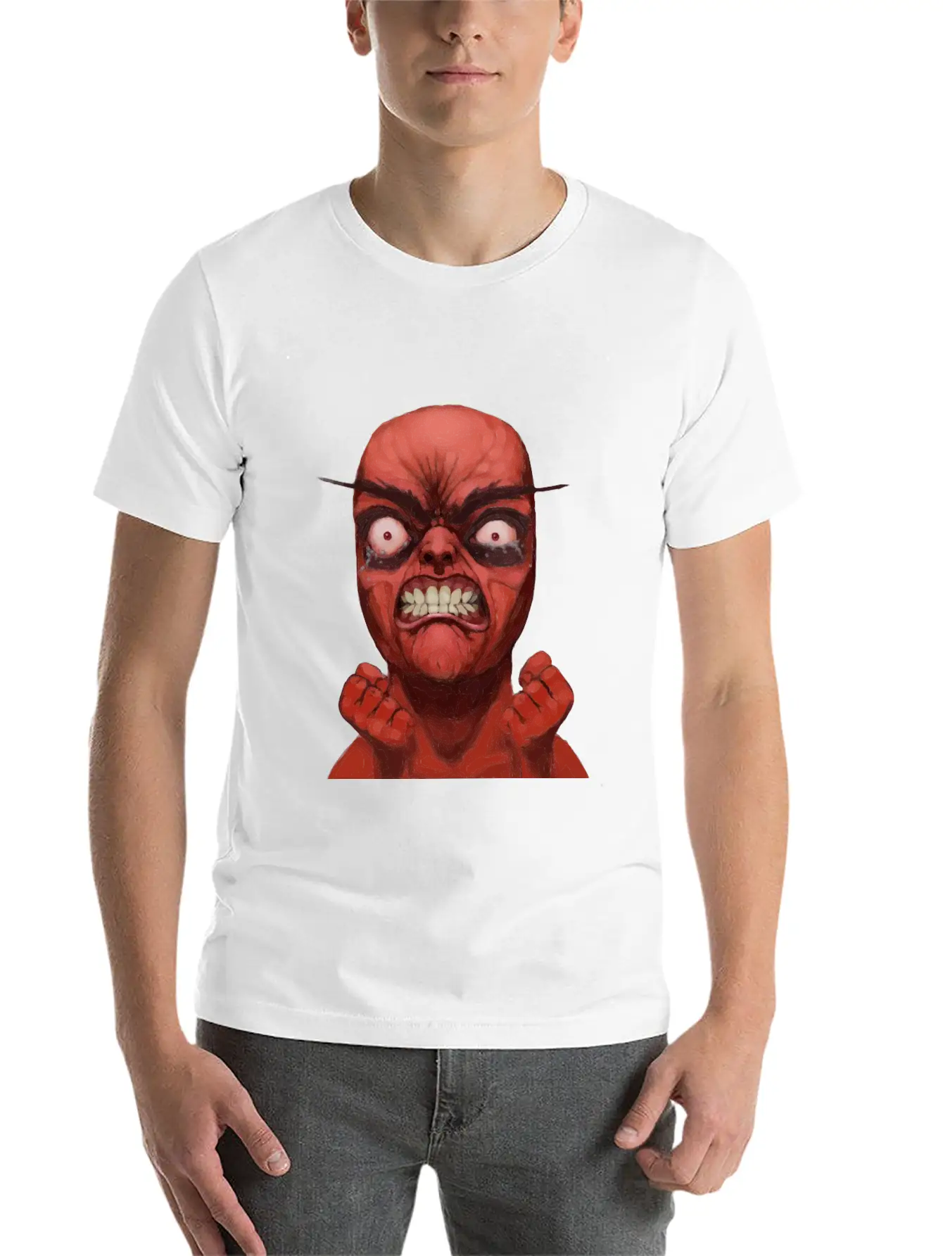 Realistic Rage Meme Face Stylish Everyday T-Shirt – Unisex Basic Cotton Tee