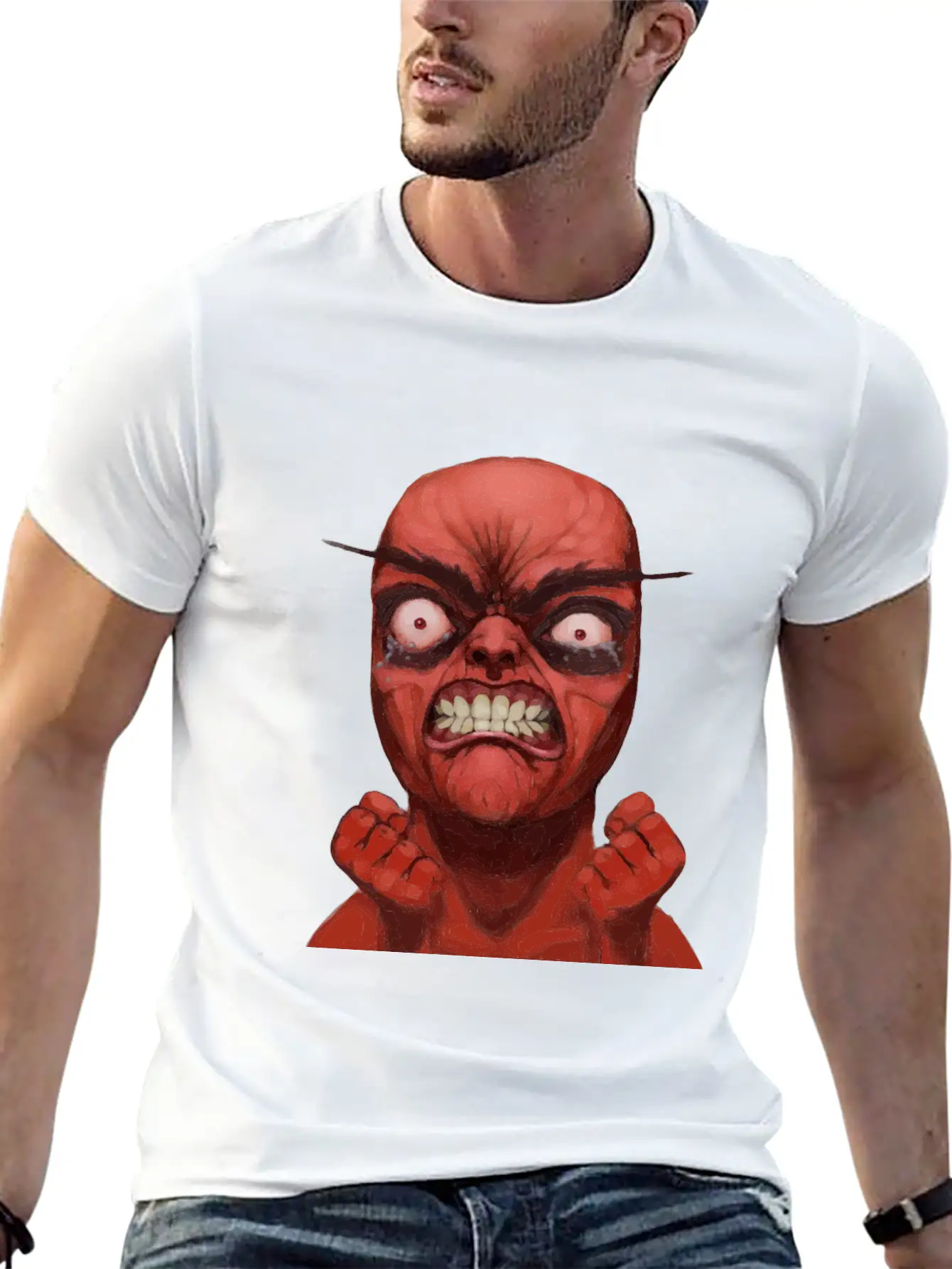 Realistic Rage Meme Face Stylish Everyday T-Shirt – Unisex Basic Cotton Tee