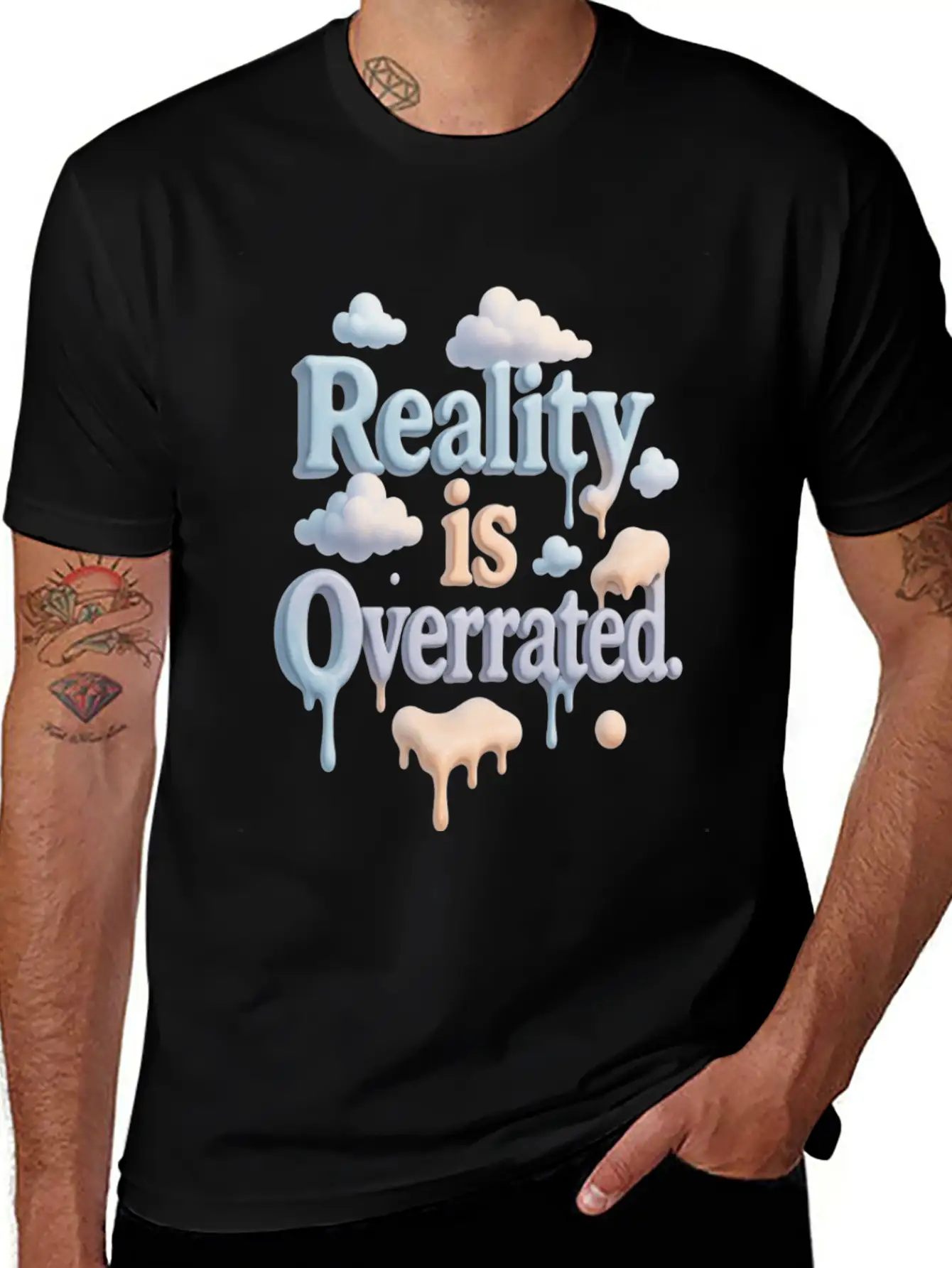 Reality Is Overrated – Dreamcore Cloud Aesthetic Stylish Everyday T-Shirt – Unisex Basic Cotton Tee