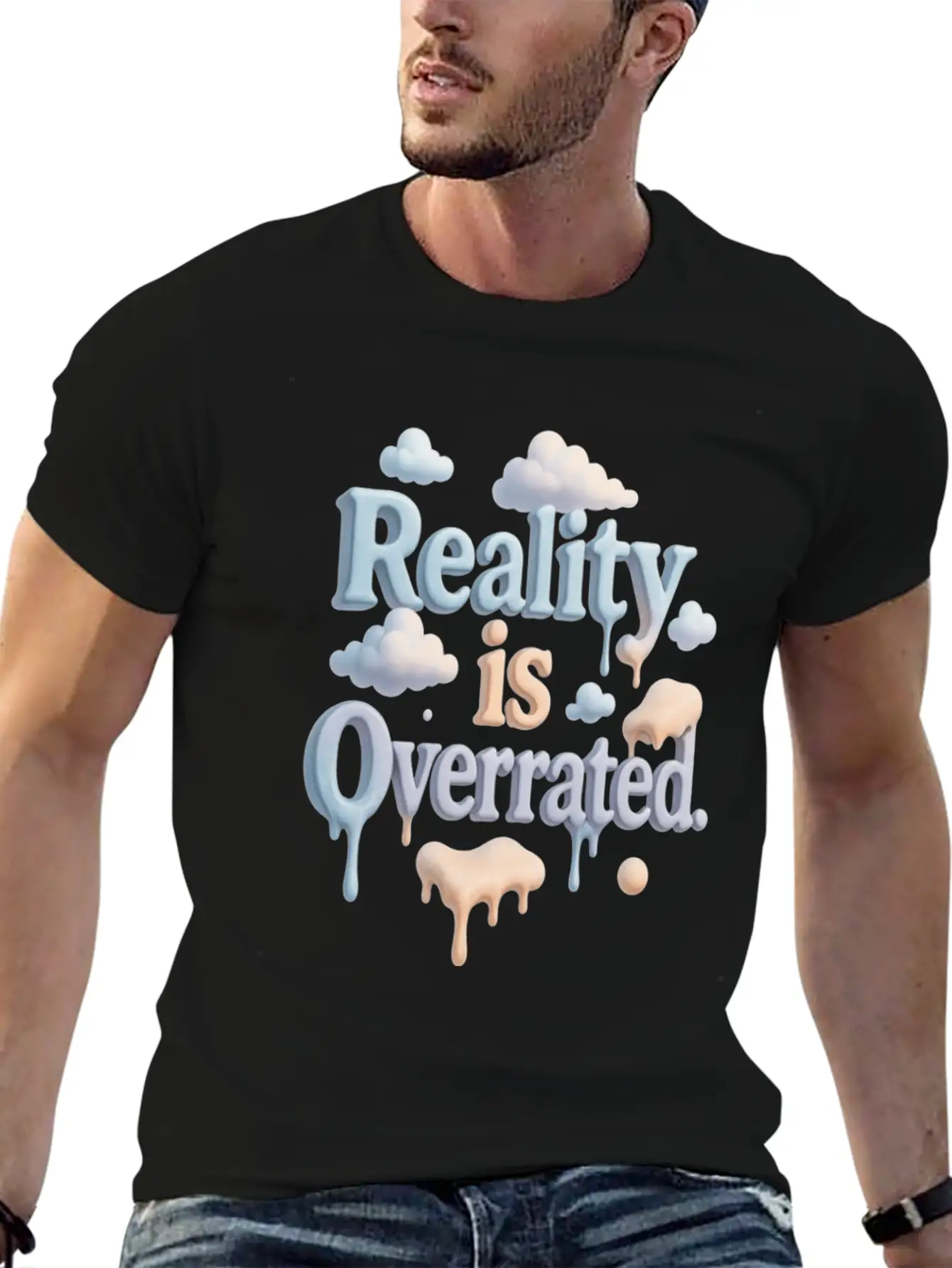 Reality Is Overrated – Dreamcore Cloud Aesthetic Stylish Everyday T-Shirt – Unisex Basic Cotton Tee