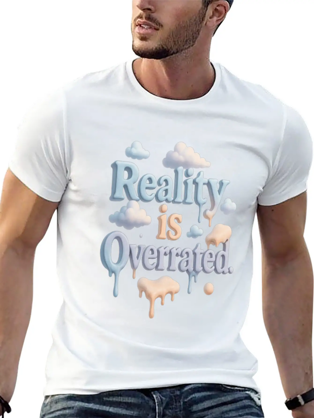 Reality Is Overrated – Dreamcore Cloud Aesthetic Stylish Everyday T-Shirt – Unisex Basic Cotton Tee