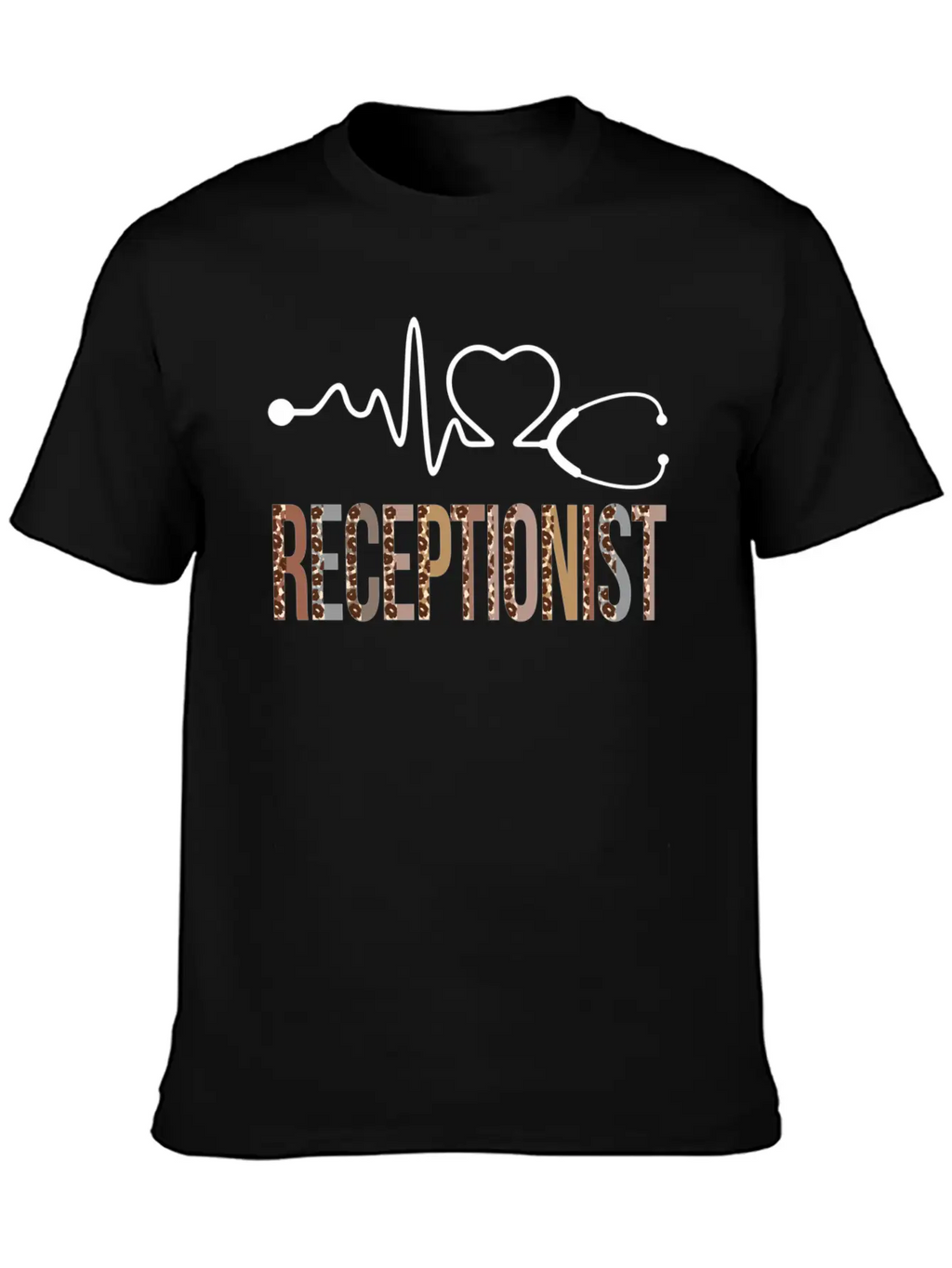 Receptionist Leopard Heartbeat Appreciation Classic Cotton Tee – Unisex Comfort For Any Season
