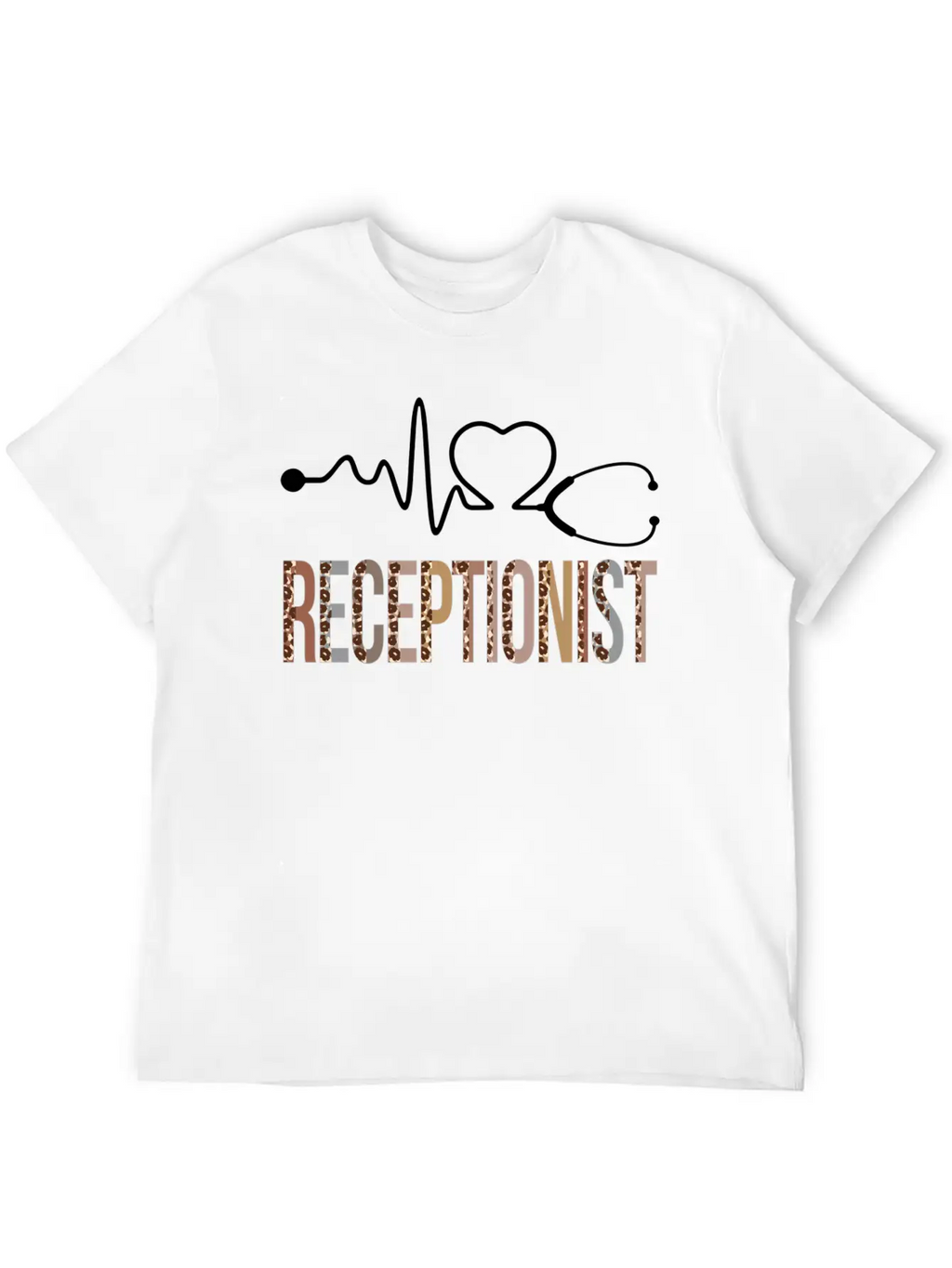 Receptionist Leopard Heartbeat Appreciation Classic Cotton Tee – Unisex Comfort For Any Season