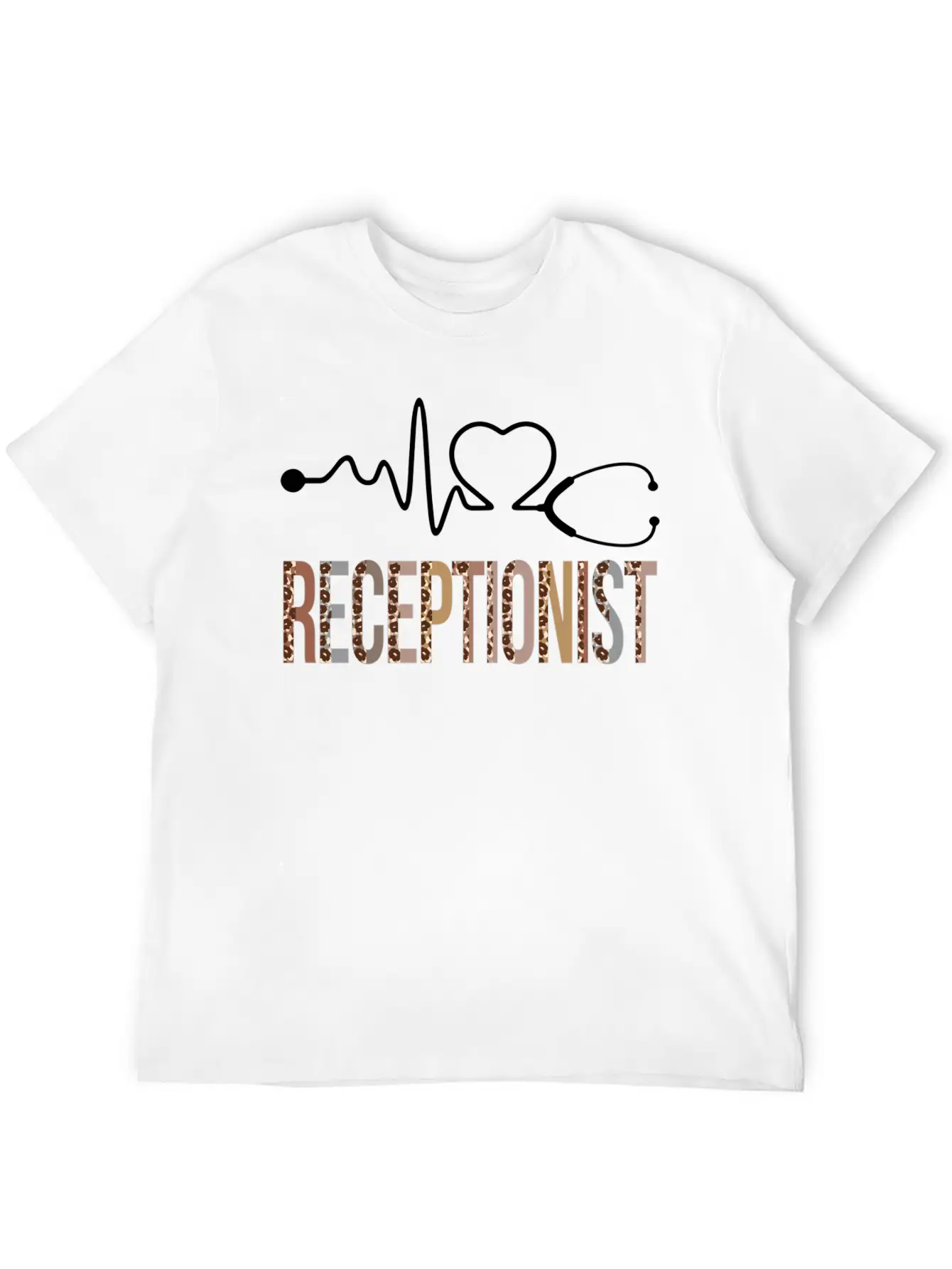 Receptionist Leopard Heartbeat Appreciation Classic Cotton Tee – Unisex Comfort For Any Season