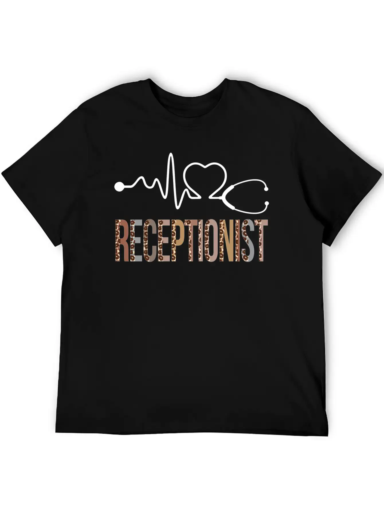 Receptionist Leopard Heartbeat Appreciation Classic Cotton Tee – Unisex Comfort For Any Season
