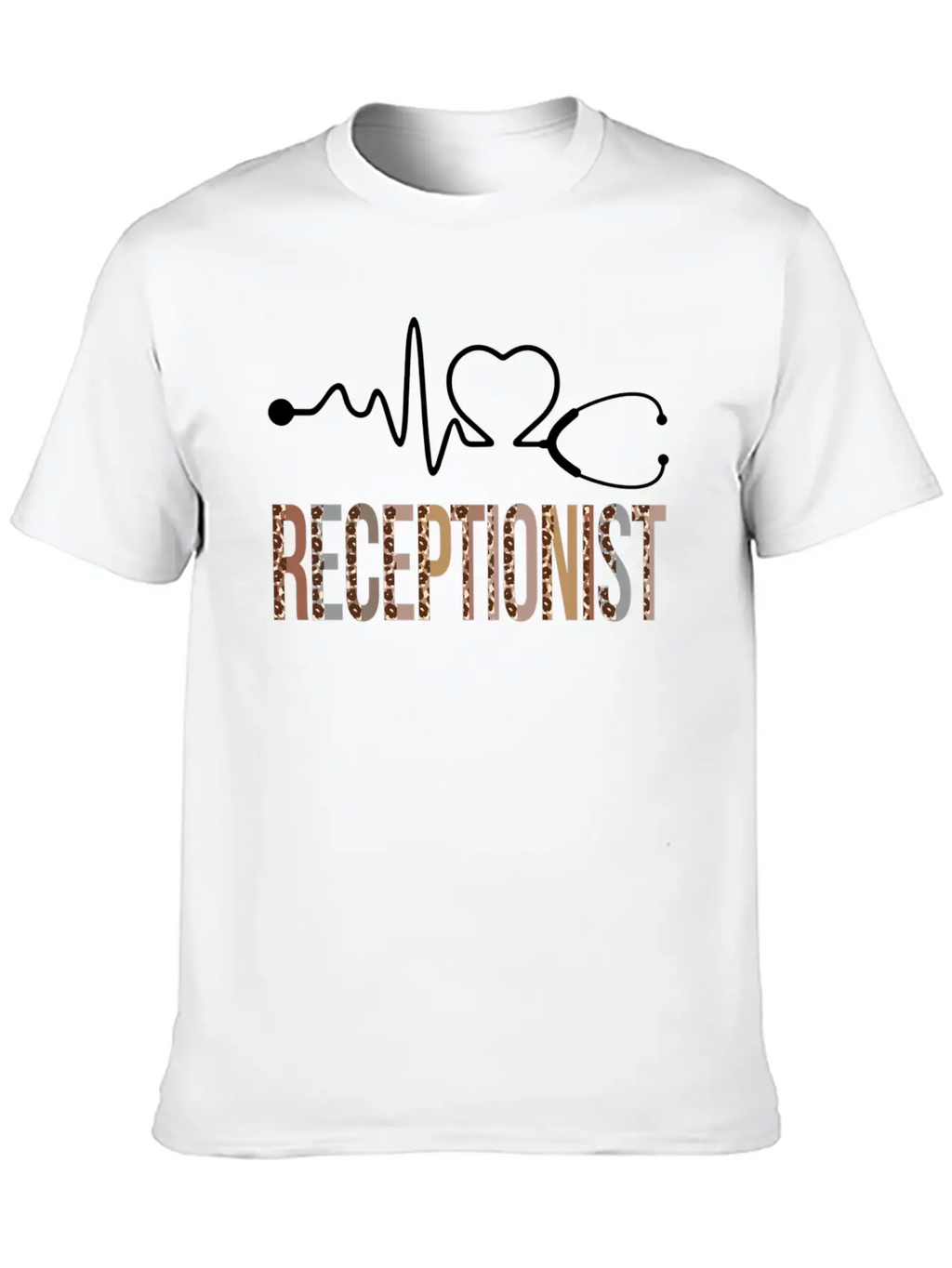 Receptionist Leopard Heartbeat Appreciation Classic Cotton Tee – Unisex Comfort For Any Season