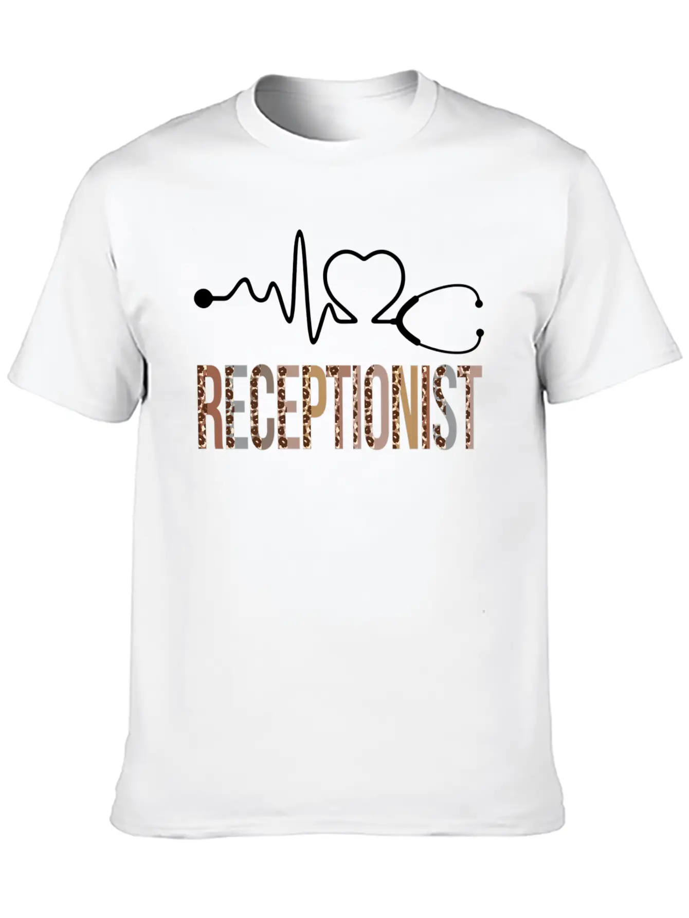 Receptionist Leopard Heartbeat Appreciation Classic Cotton Tee – Unisex Comfort For Any Season
