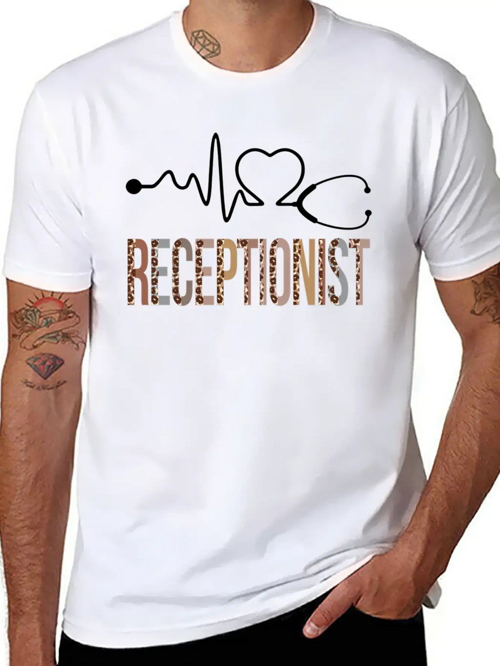 Receptionist Leopard Heartbeat Appreciation Classic Cotton Tee – Unisex Comfort For Any Season