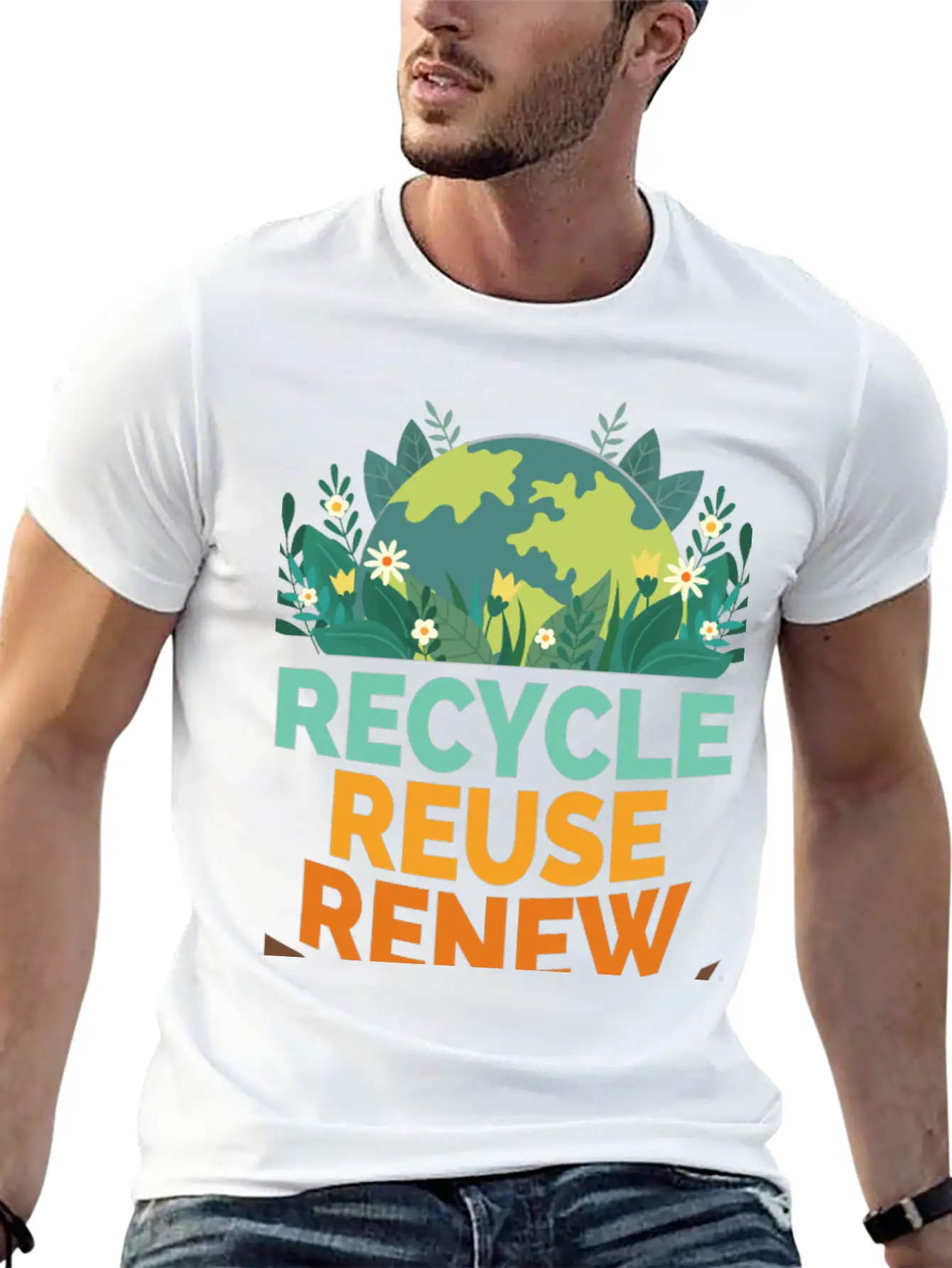 Recycle Reuse Renew Rethink Relaxed Everyday Tee – Lightweight And Durable Cotton