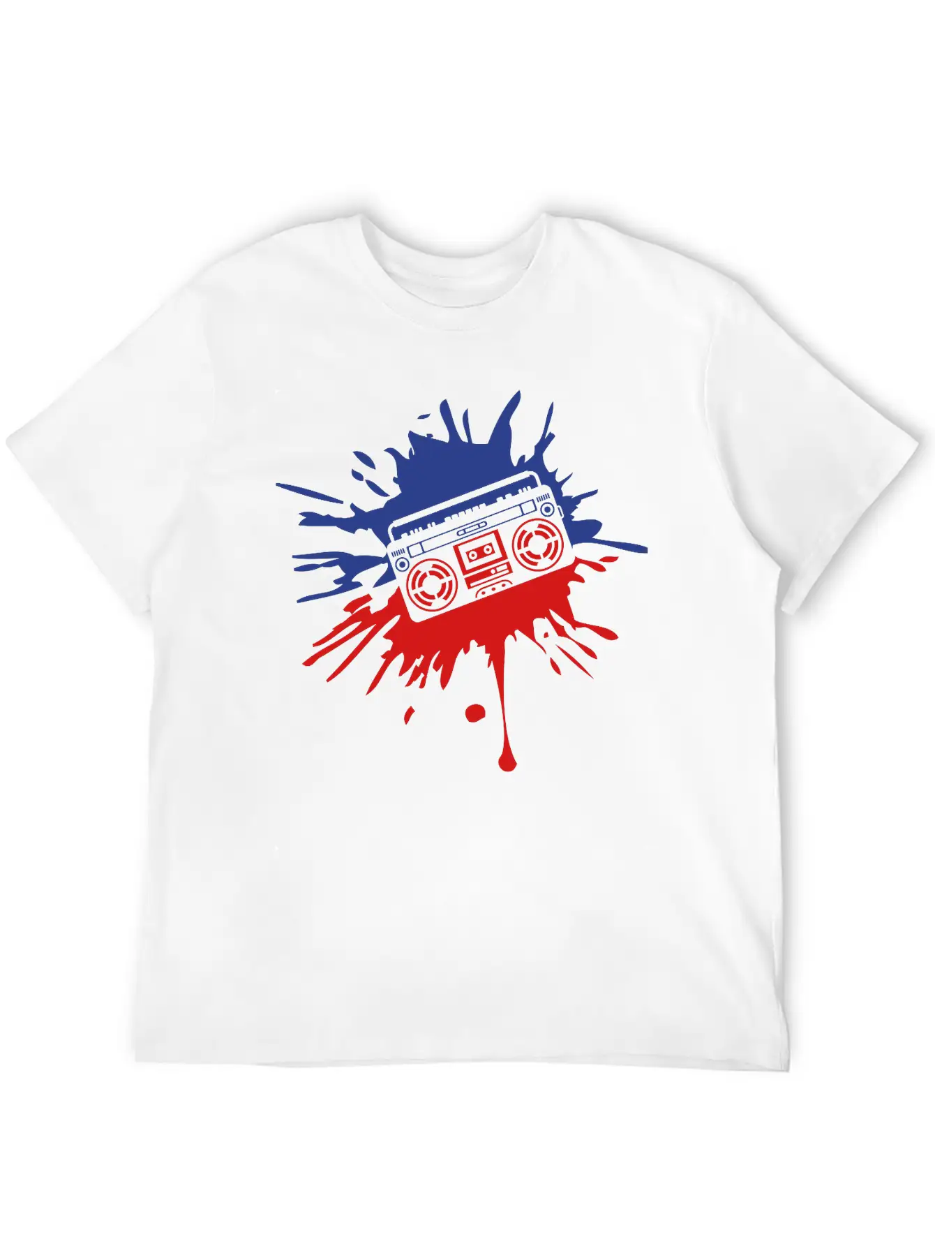 Red Blue Color Blob Ghettoblaster Drop Splatter Gr Classic Cotton Tee – Unisex Comfort For Any Season