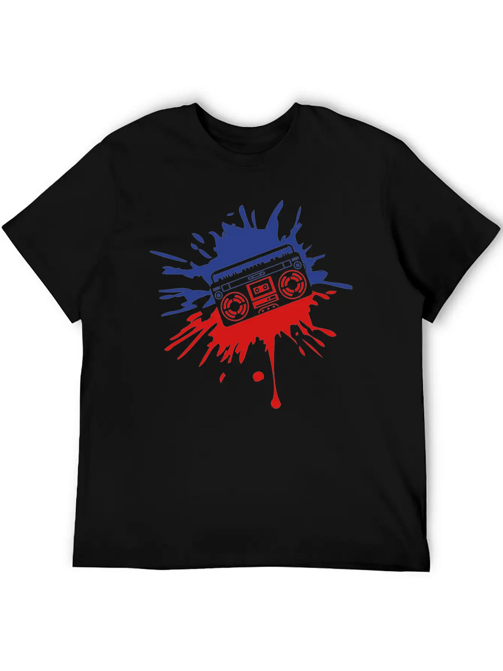 Red Blue Color Blob Ghettoblaster Drop Splatter Gr Classic Cotton Tee – Unisex Comfort For Any Season