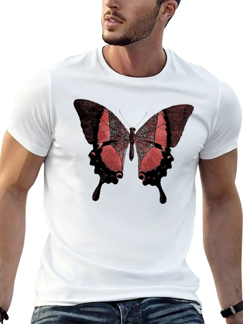 Red Butterfly Basic Graphic T-Shirt – Daily Comfort In Soft Cotton