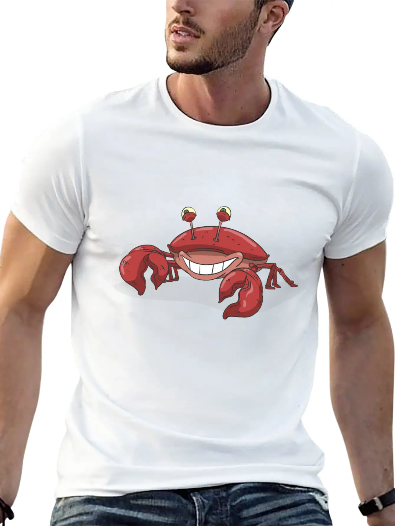 Red Crab Smiling Stylish Everyday T-Shirt – Unisex Basic Cotton Tee